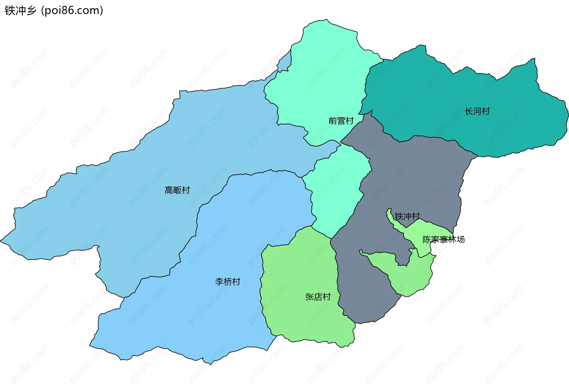 铁冲乡边界地图(五级行政区划)