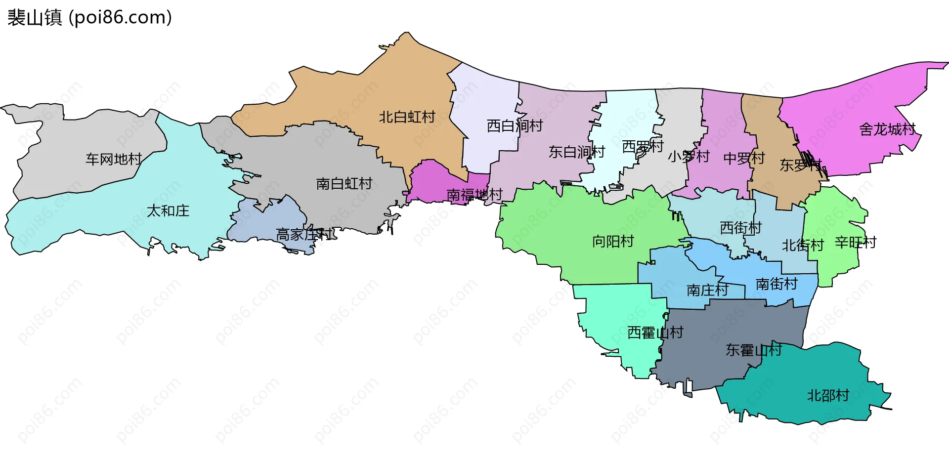 裴山镇边界地图(五级行政区划)