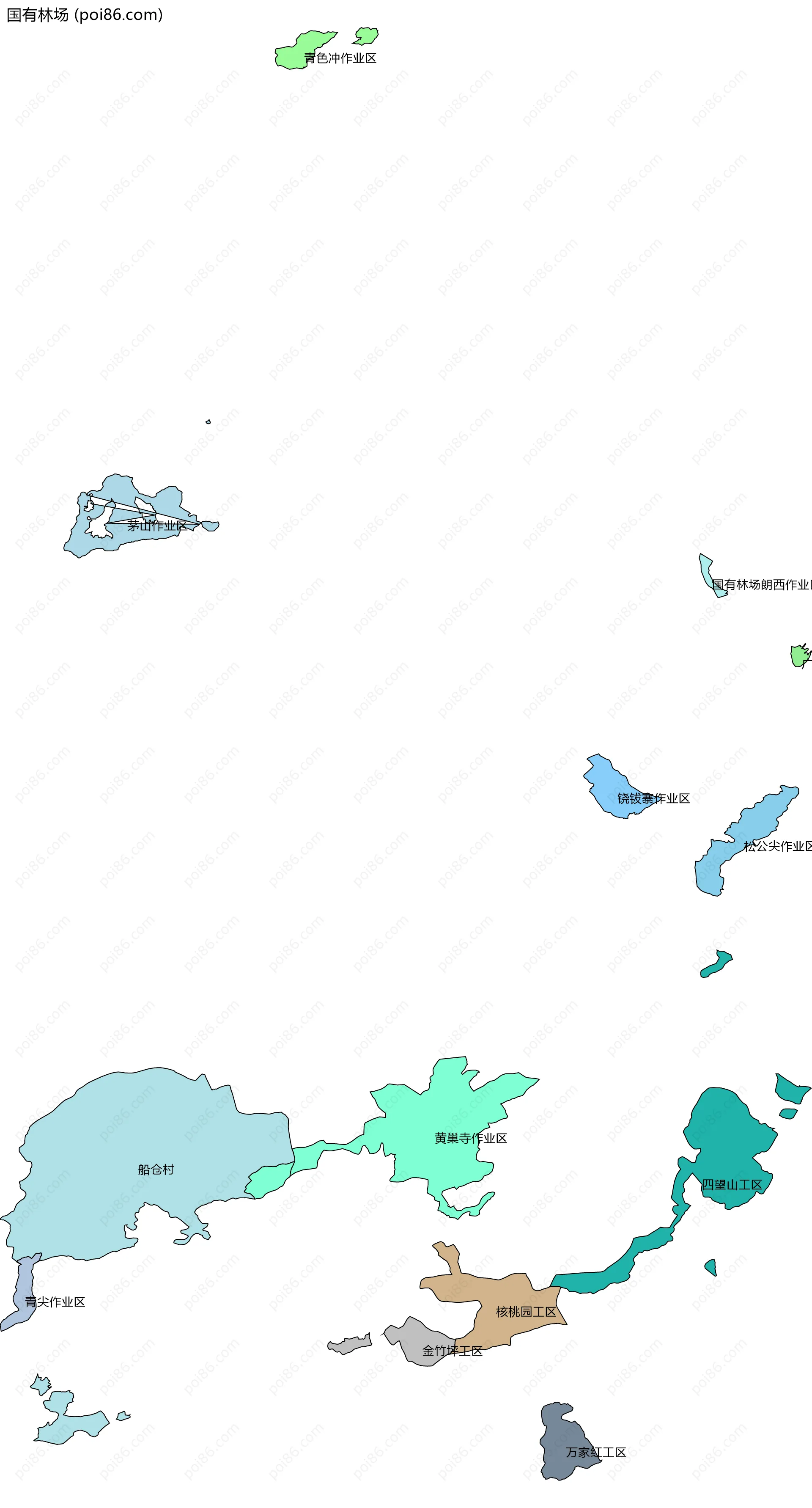 国有林场边界地图(五级行政区划)