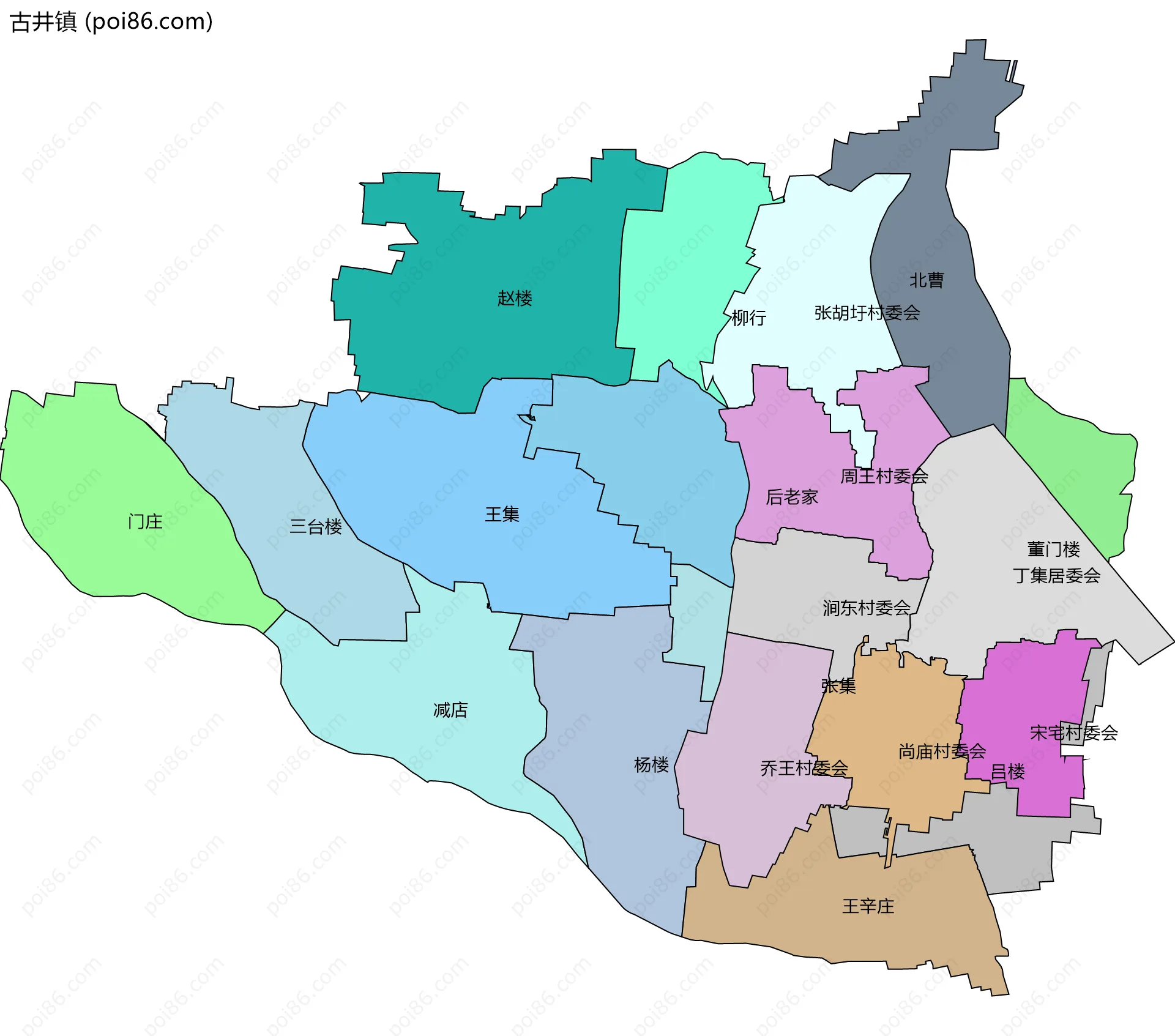 古井镇边界地图(五级行政区划)