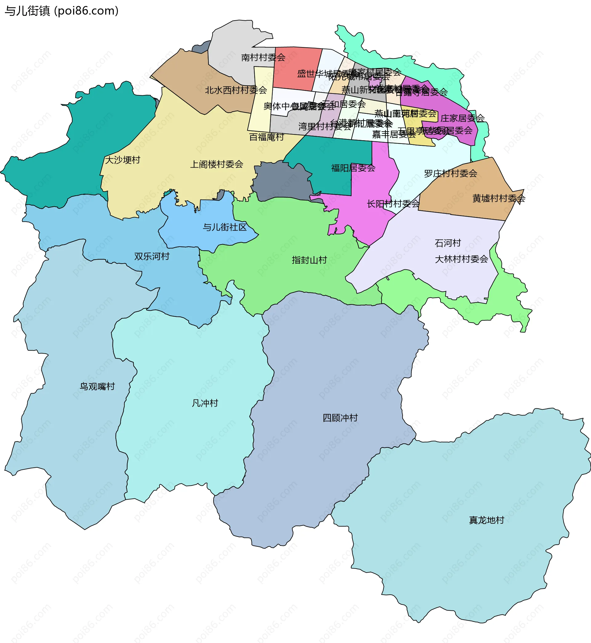 与儿街镇边界地图(五级行政区划)