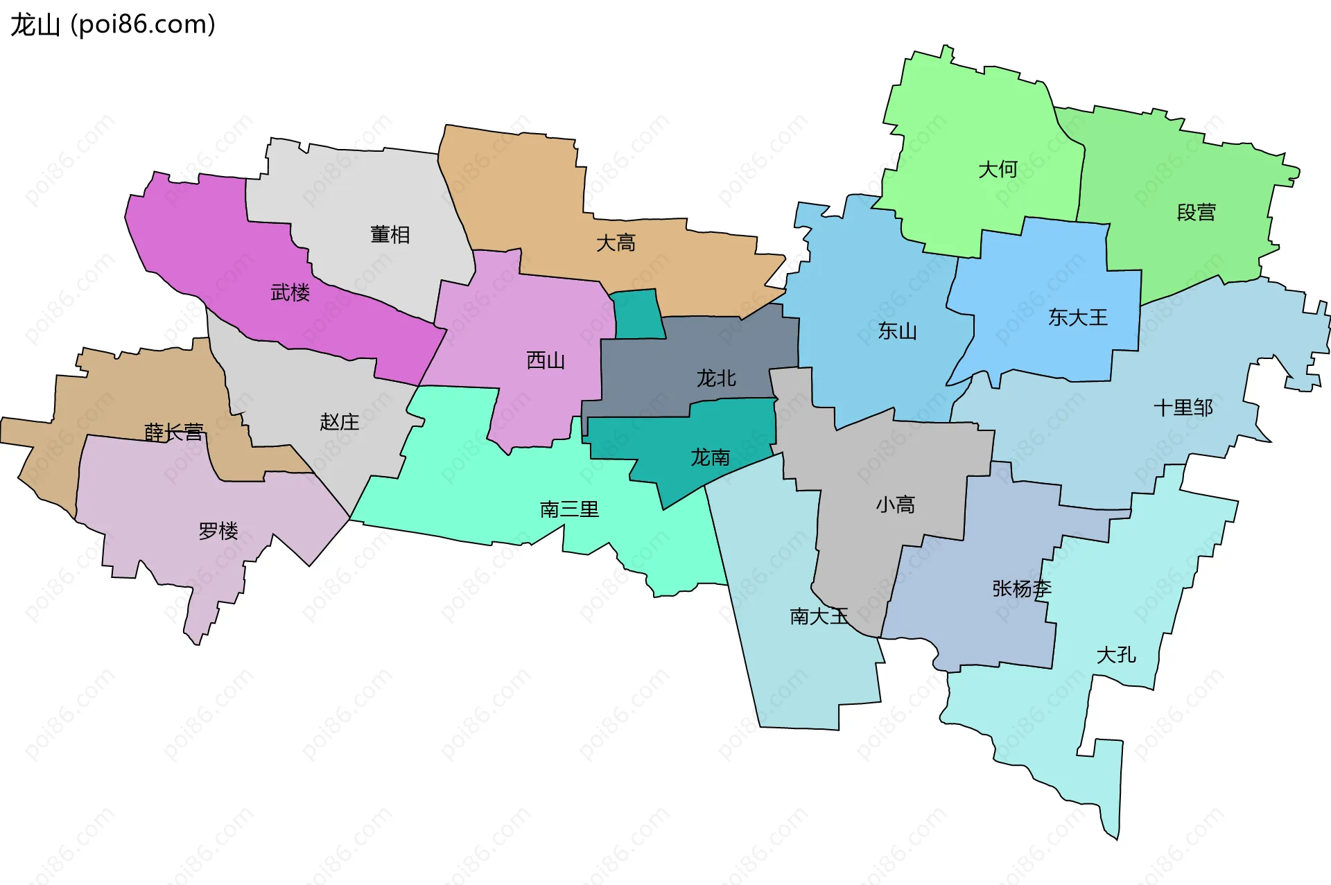 龙山边界地图(五级行政区划)