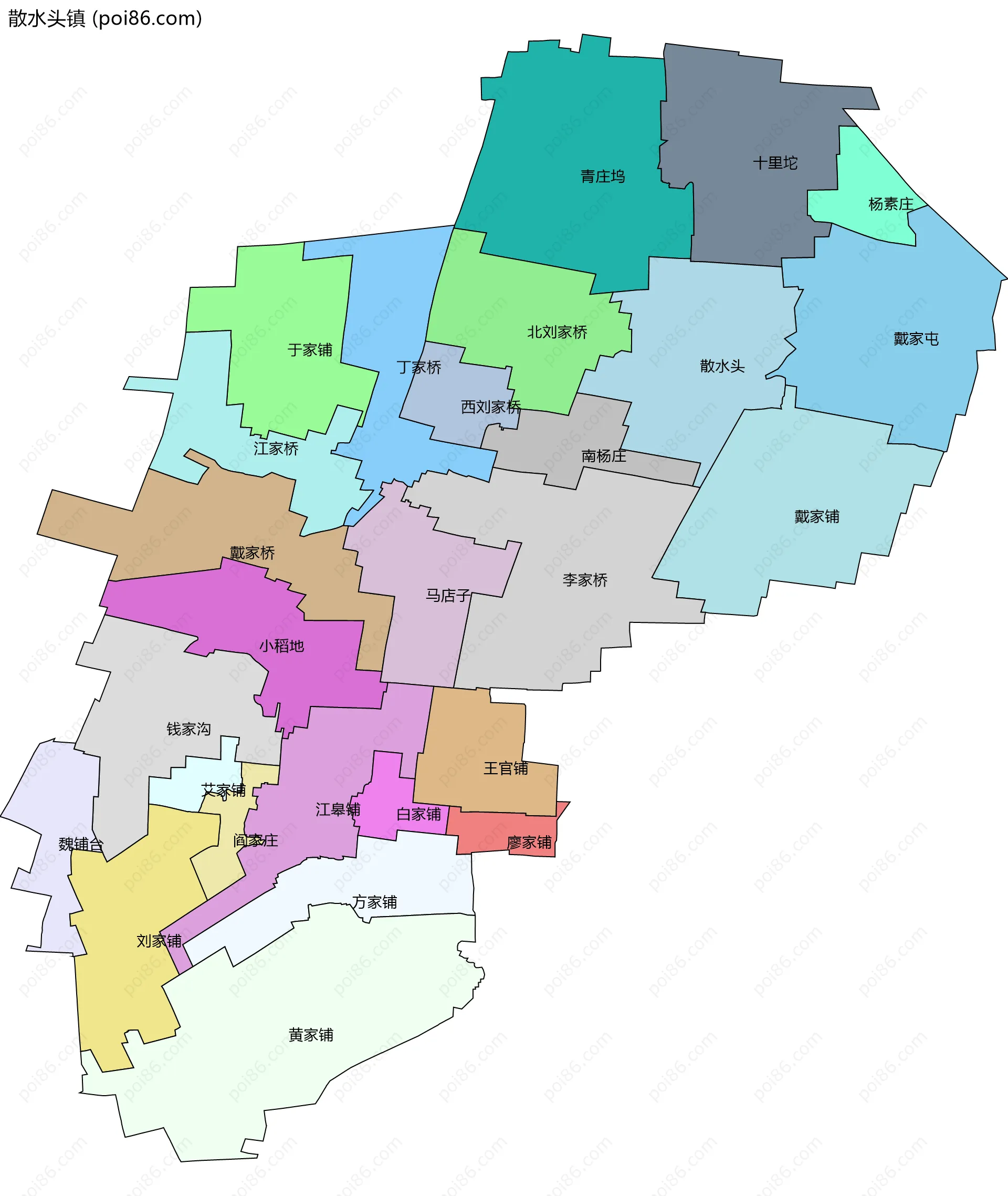 散水头镇边界地图(五级行政区划)