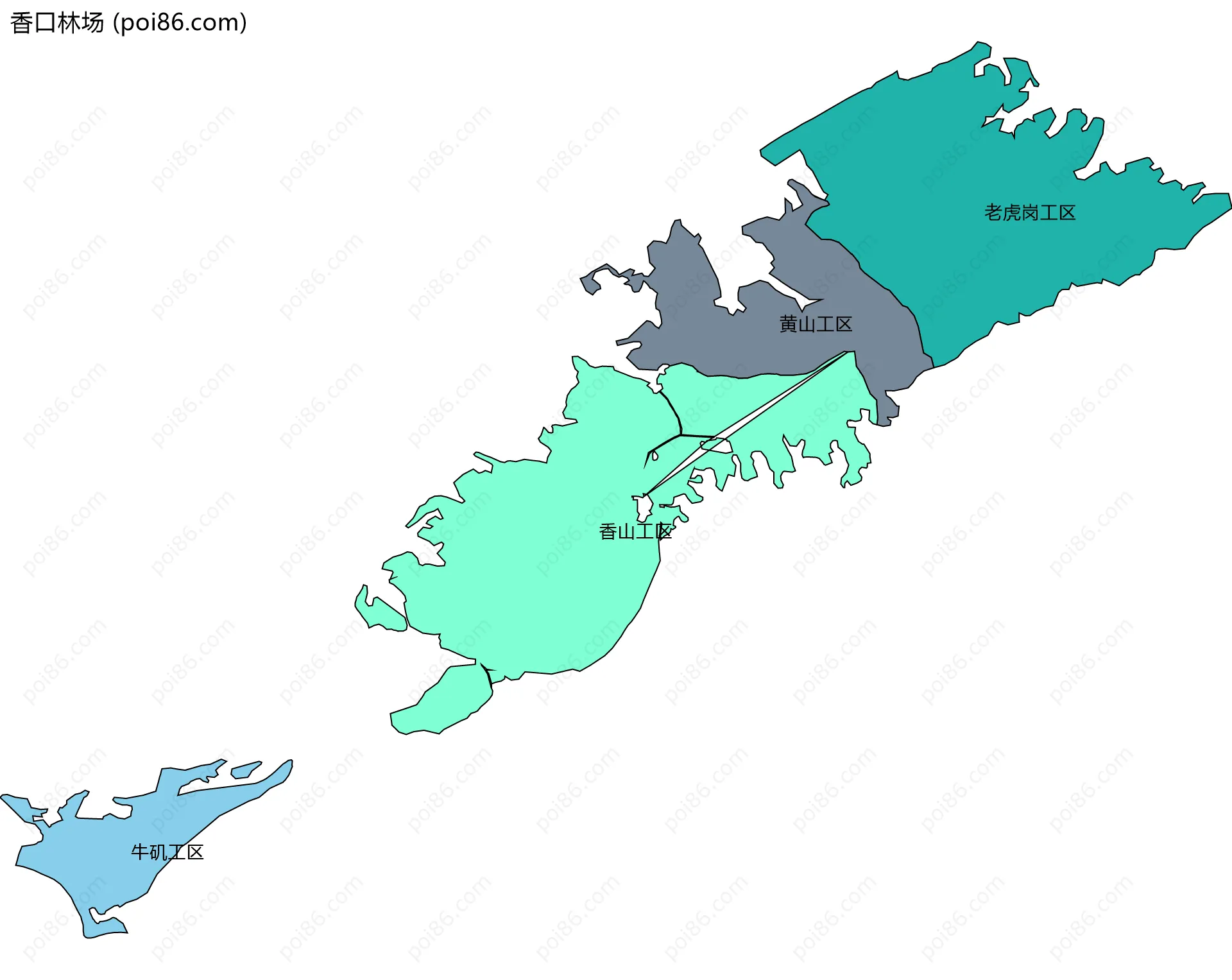 香口林场边界地图(五级行政区划)