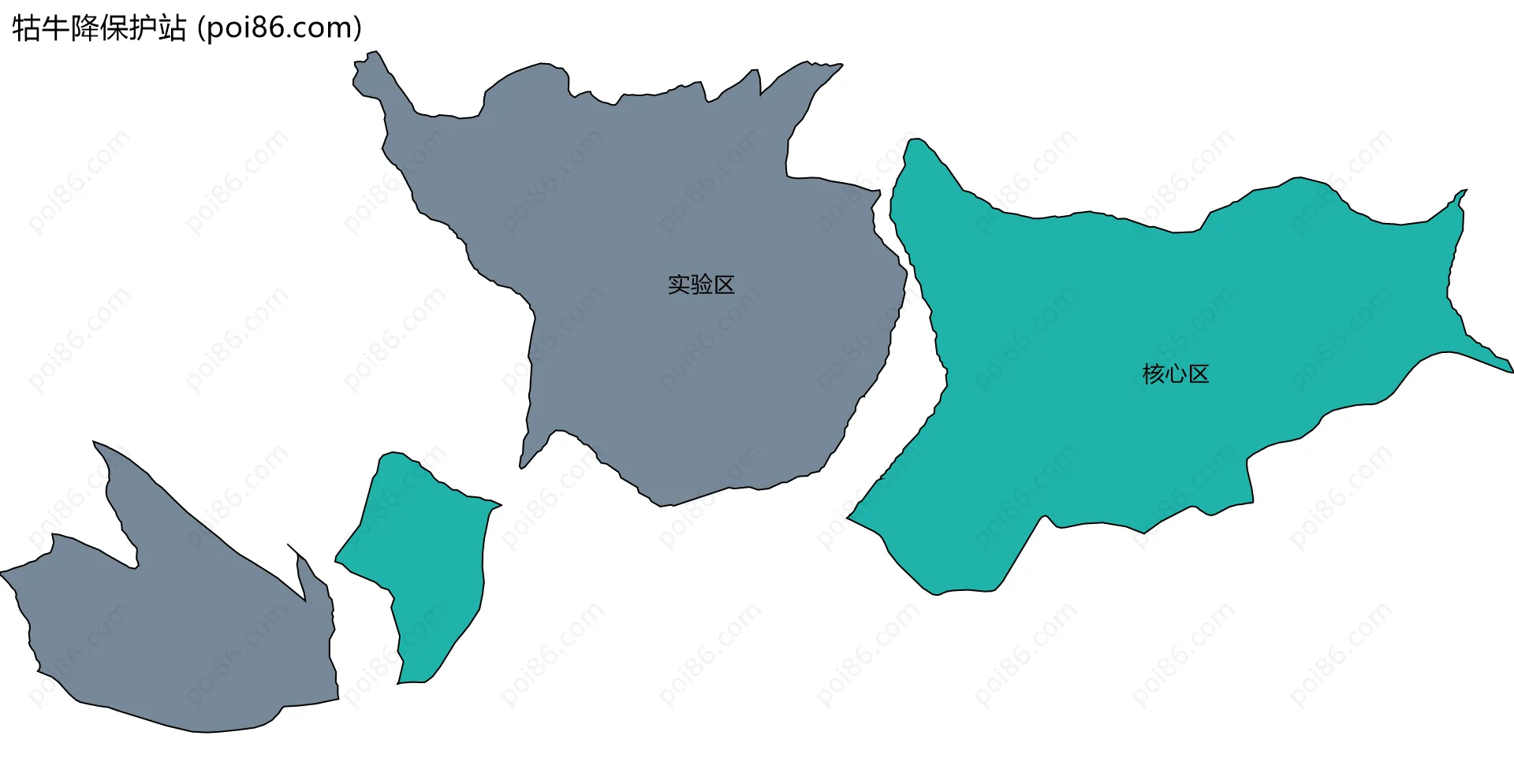 牯牛降保护站边界地图(五级行政区划)