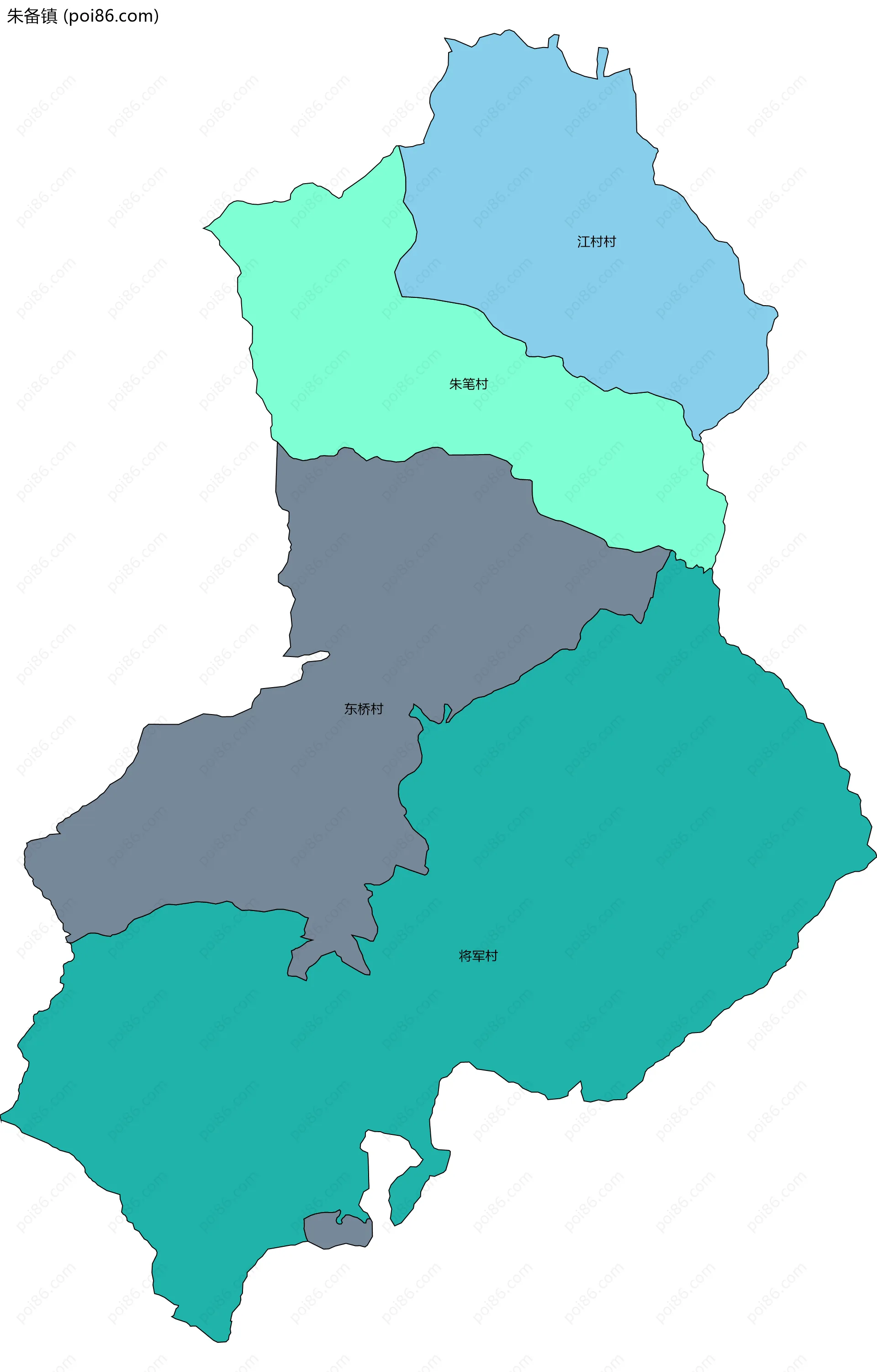 朱备镇边界地图(五级行政区划)