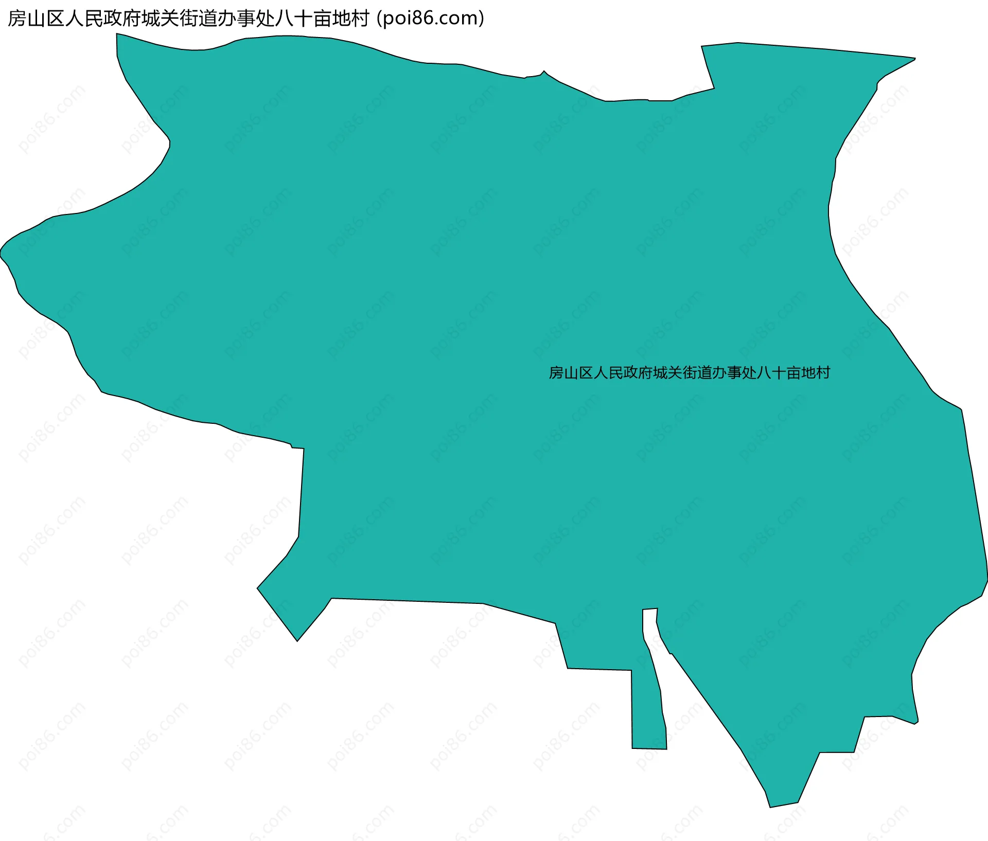 房山区人民政府城关街道办事处八十亩地村边界地图