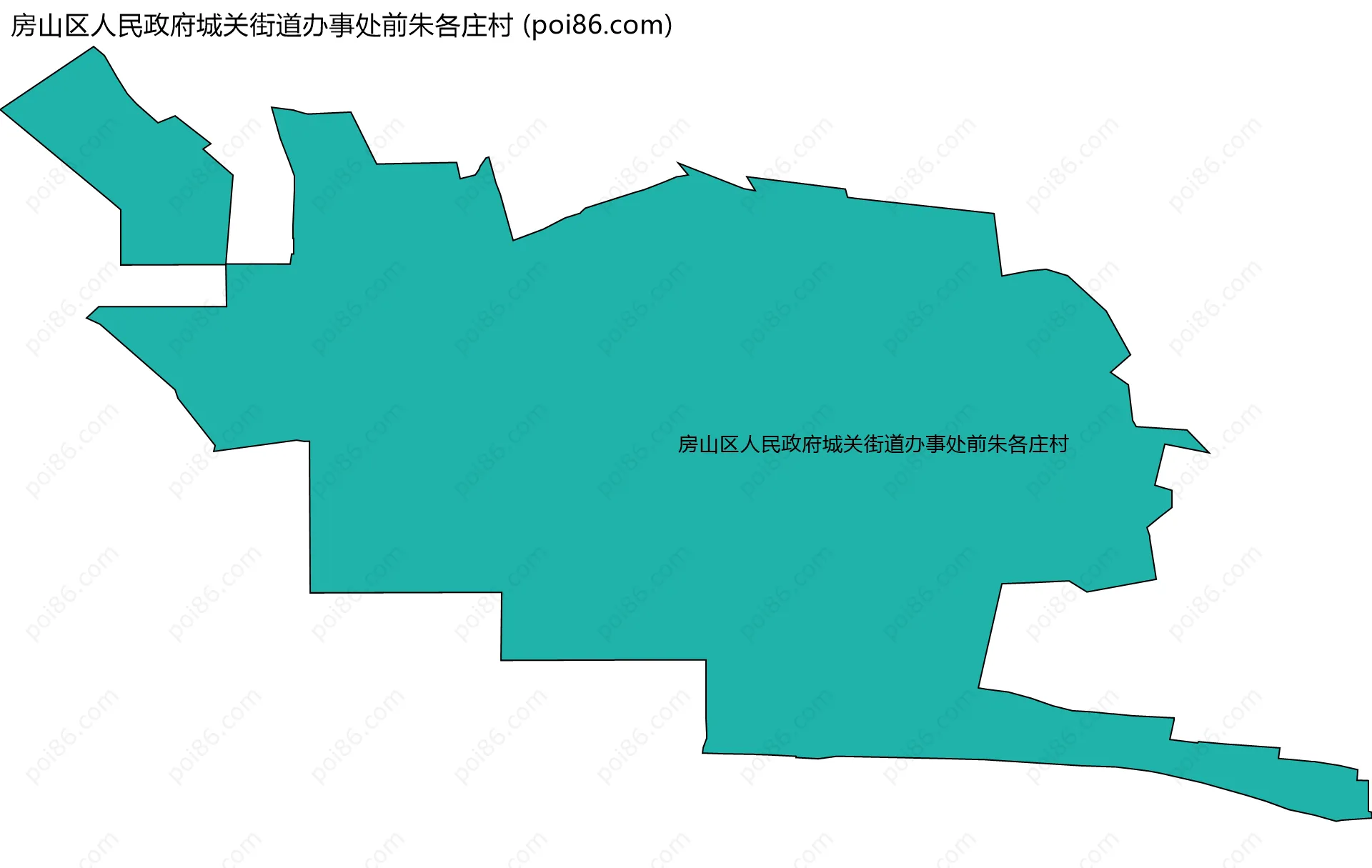 房山区人民政府城关街道办事处前朱各庄村边界地图