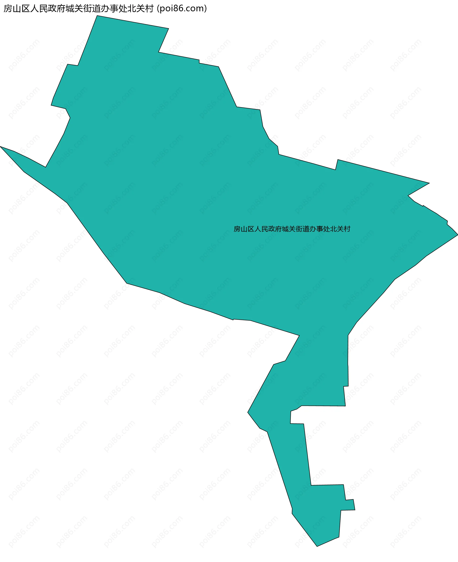 房山区人民政府城关街道办事处北关村边界地图