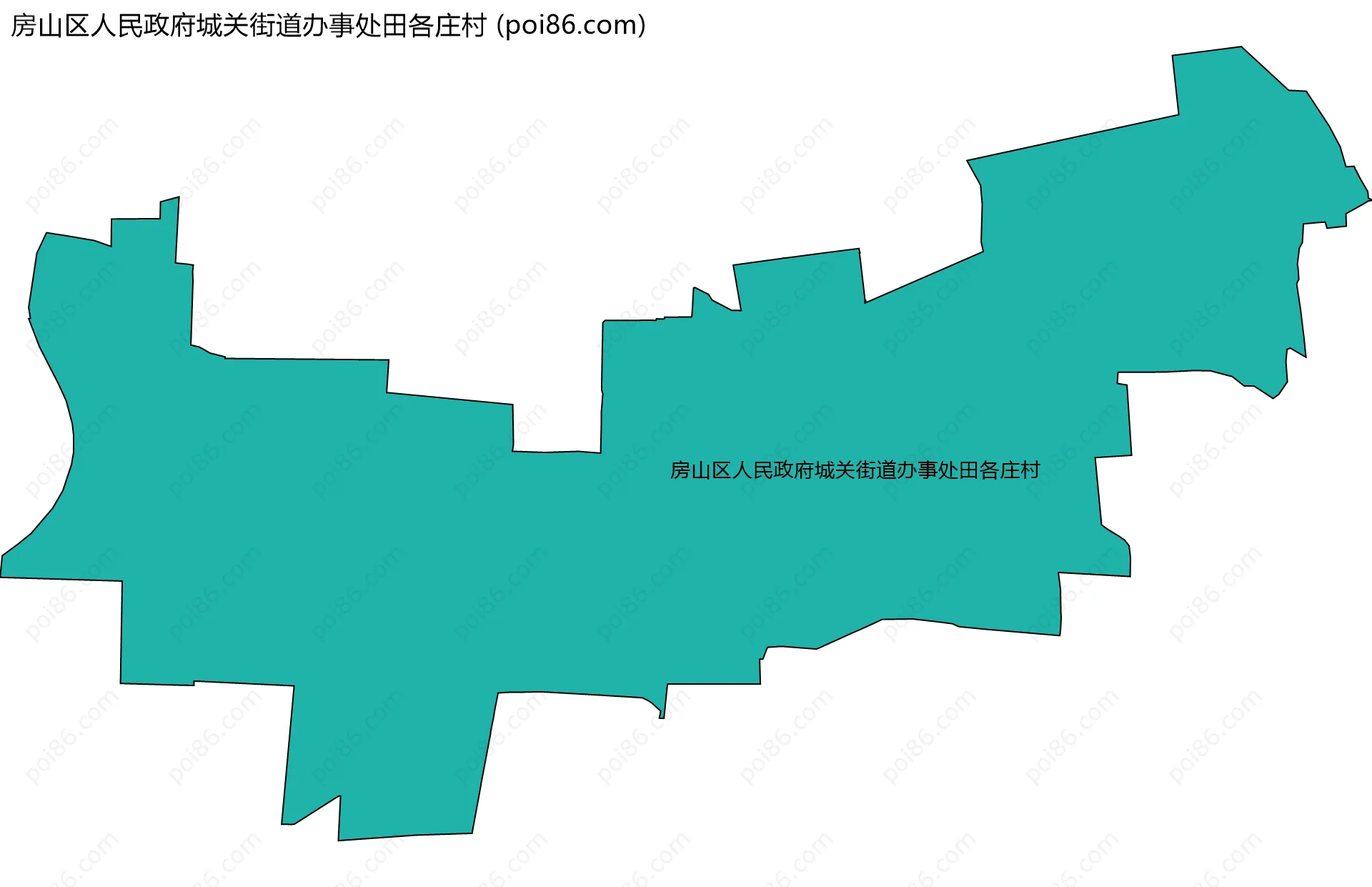 房山区人民政府城关街道办事处田各庄村边界地图