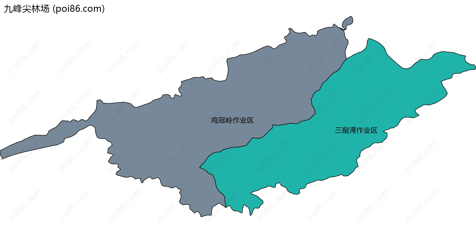 九峰尖林场边界地图(五级行政区划)