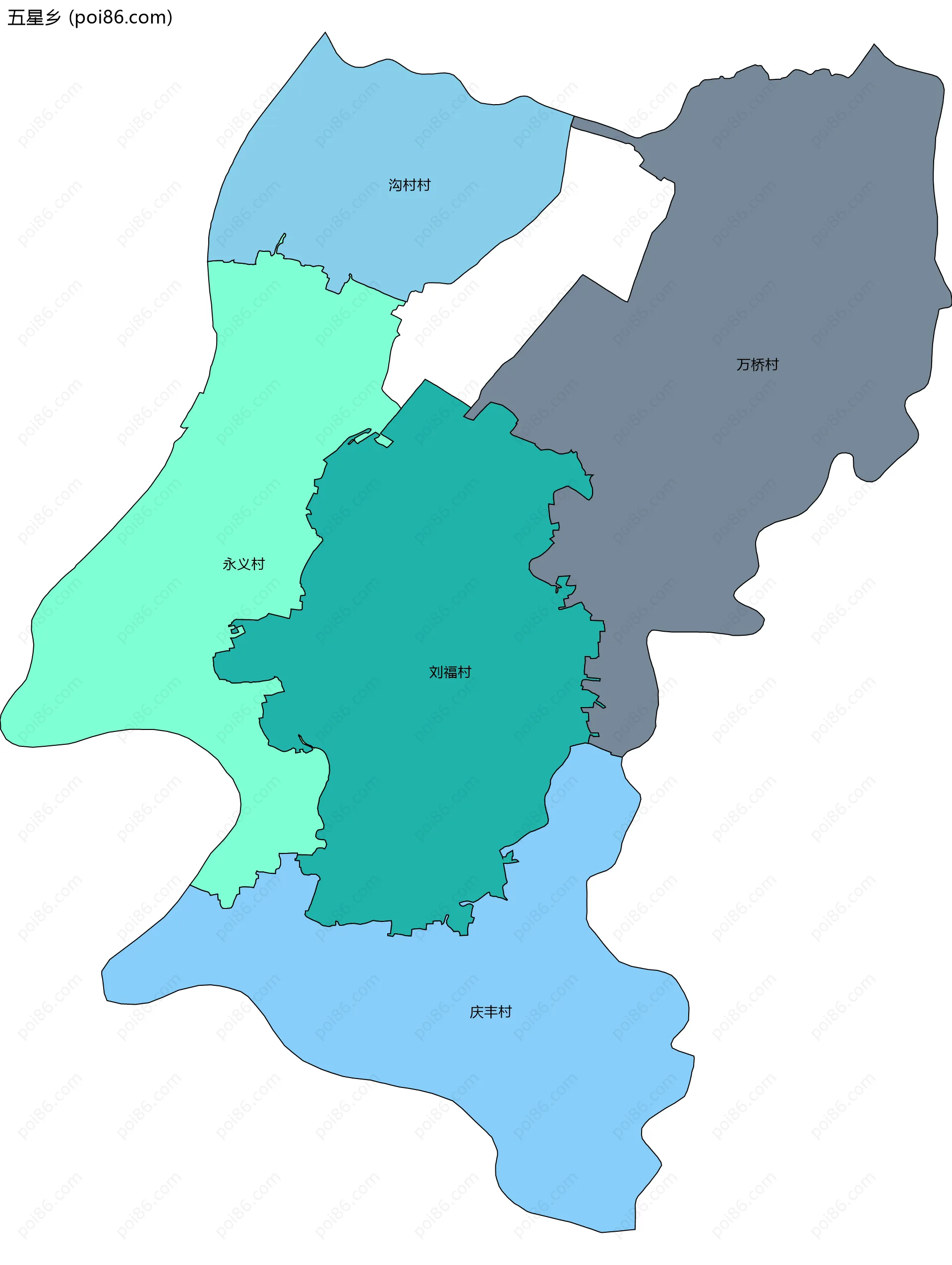 五星乡边界地图(五级行政区划)