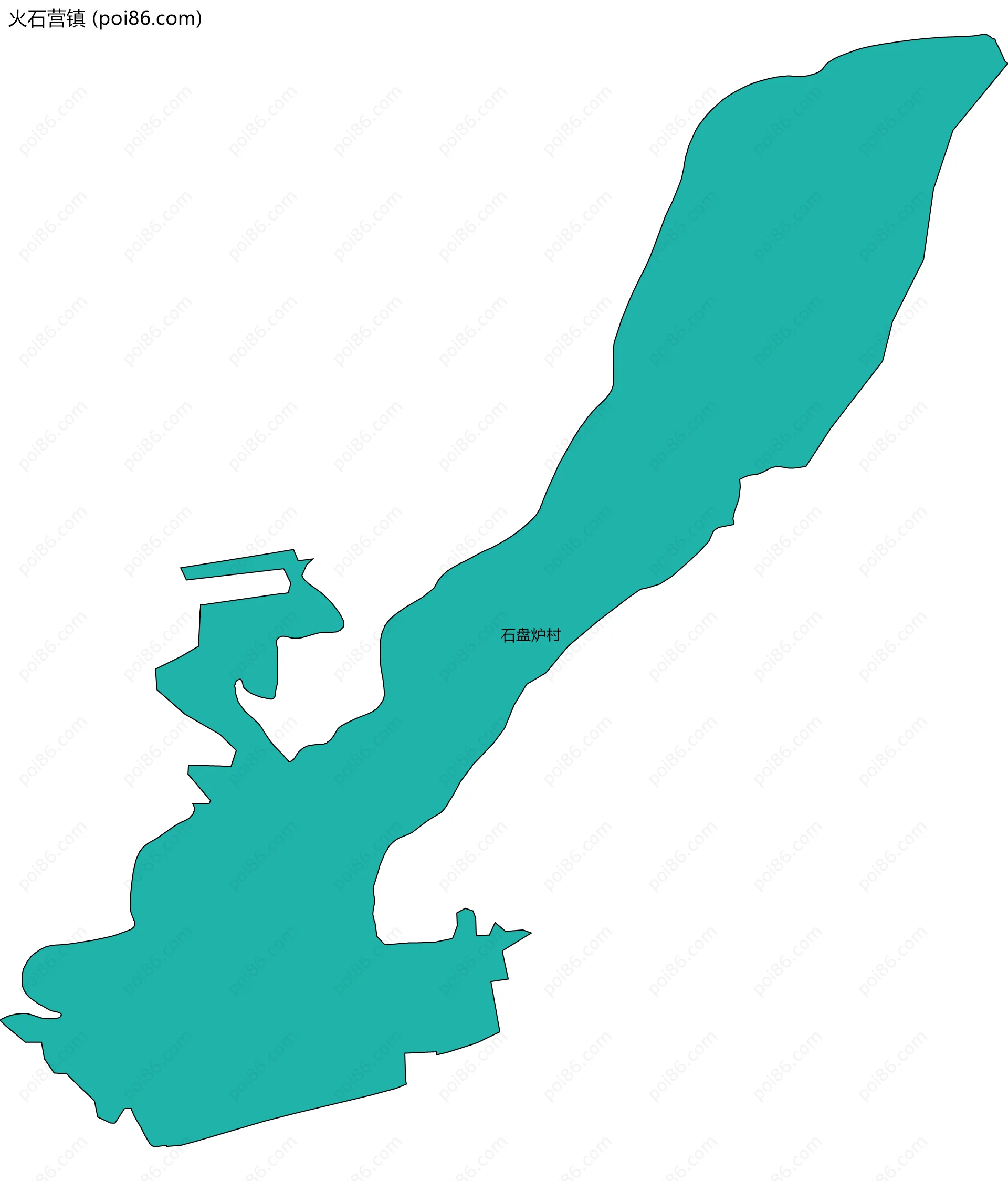 火石营镇边界地图(五级行政区划)