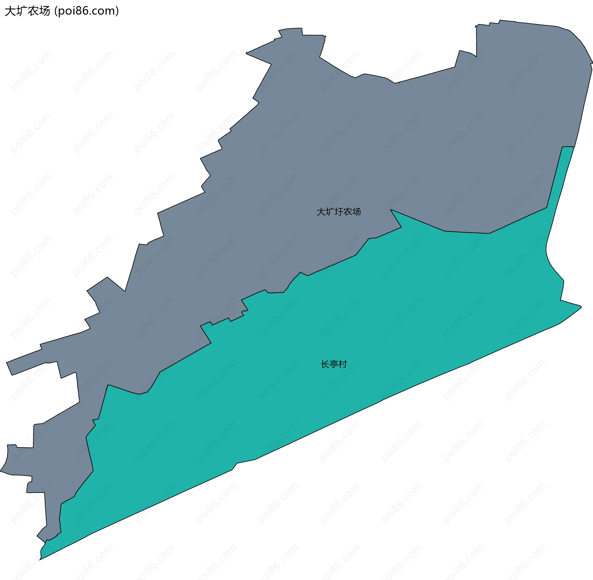 大圹农场边界地图(五级行政区划)