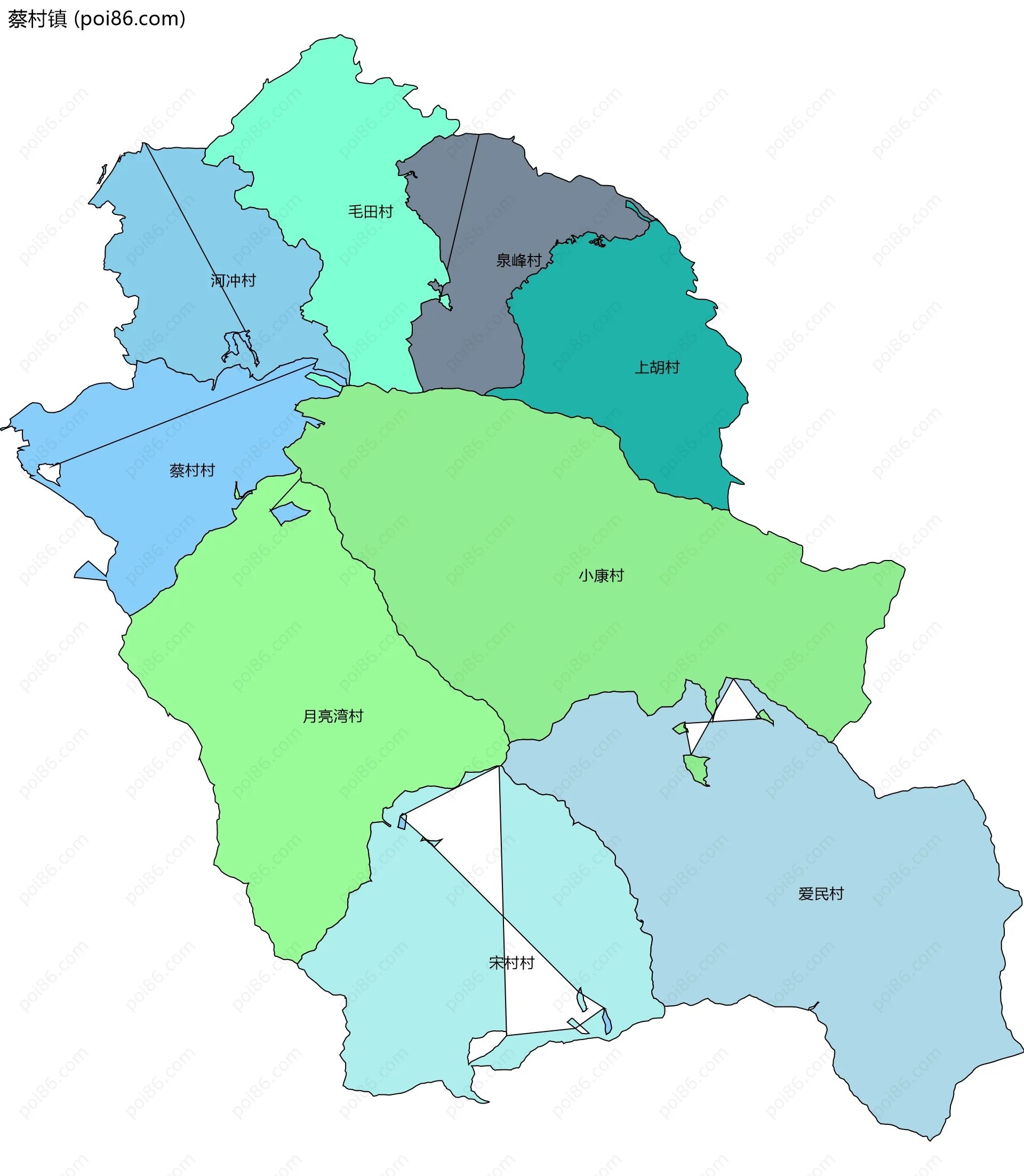 蔡村镇边界地图(五级行政区划)