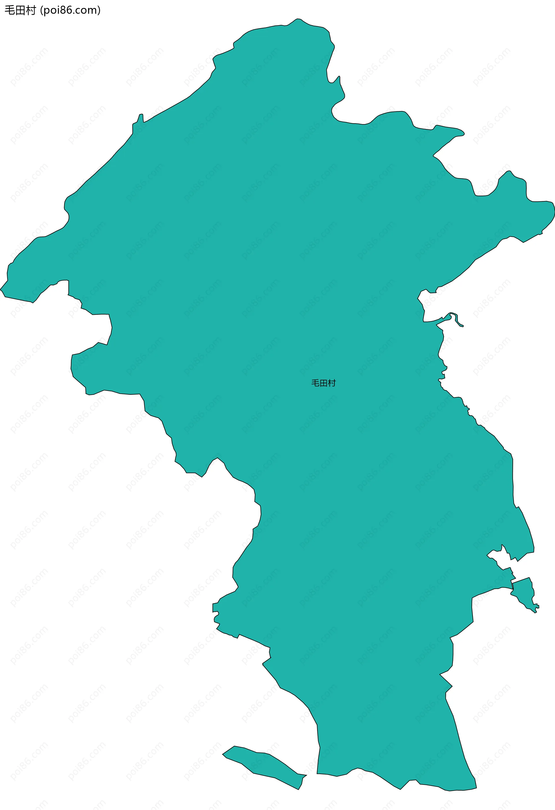毛田村边界地图