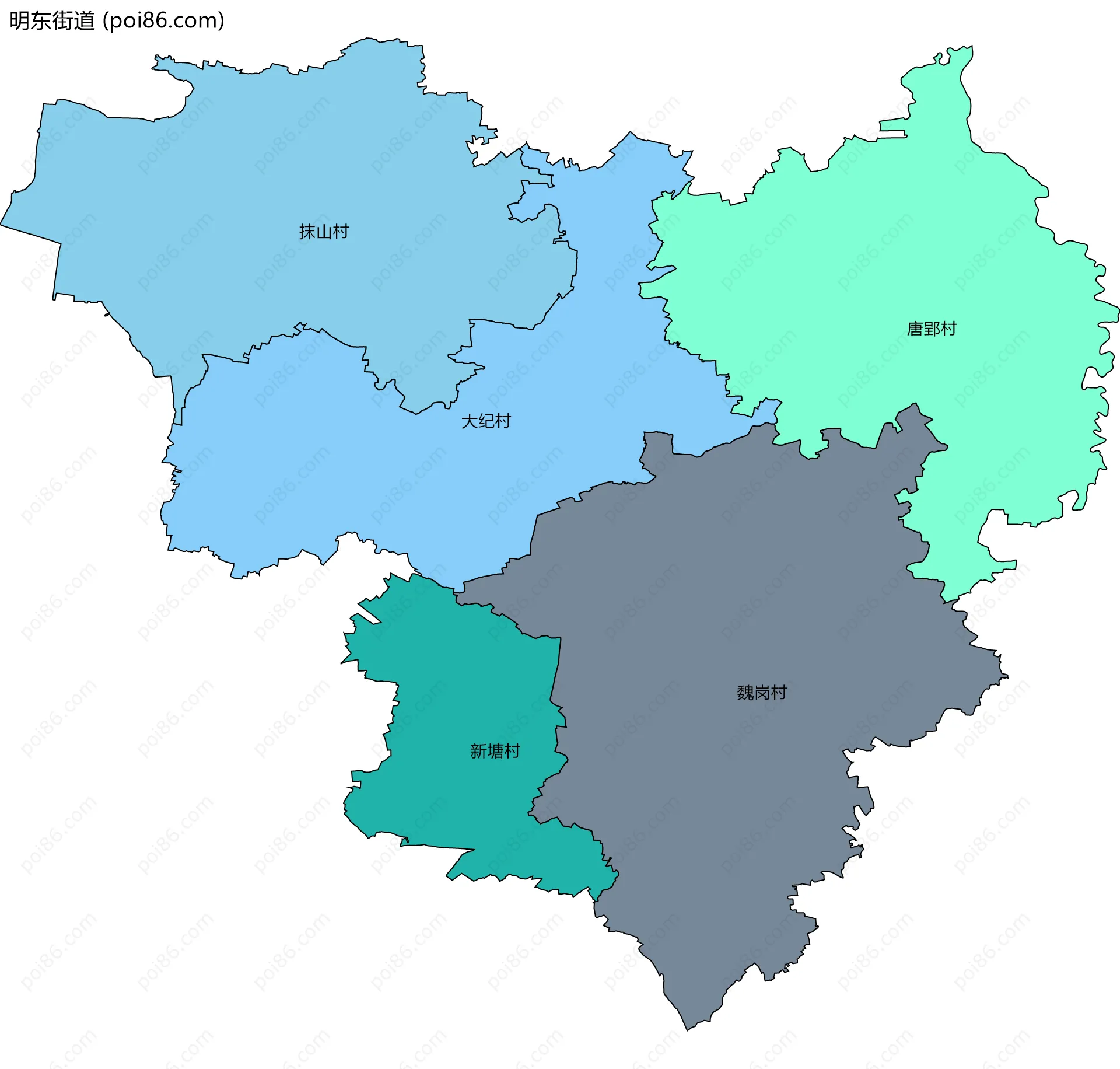 明东街道边界地图(五级行政区划)