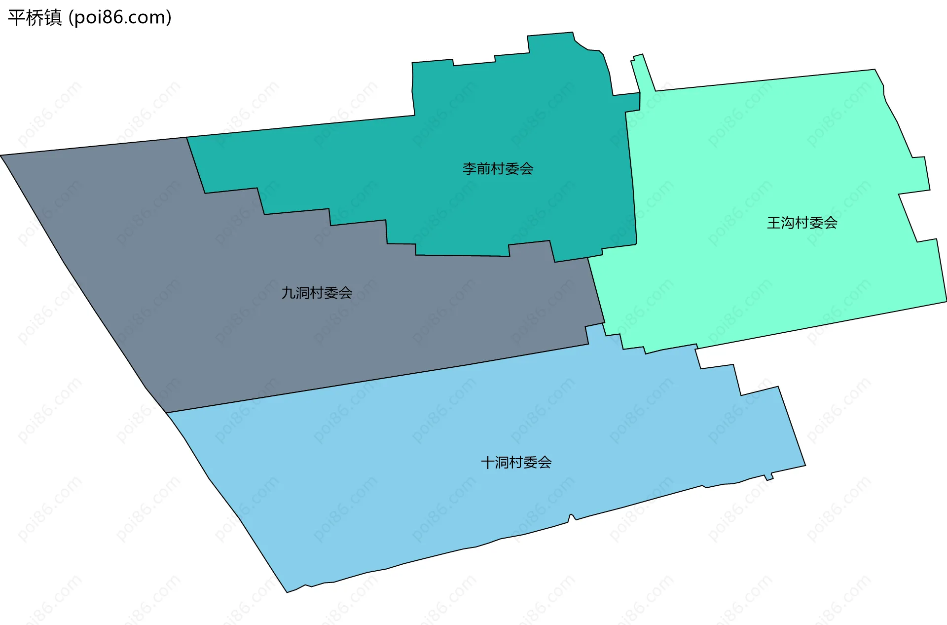 平桥镇边界地图(五级行政区划)