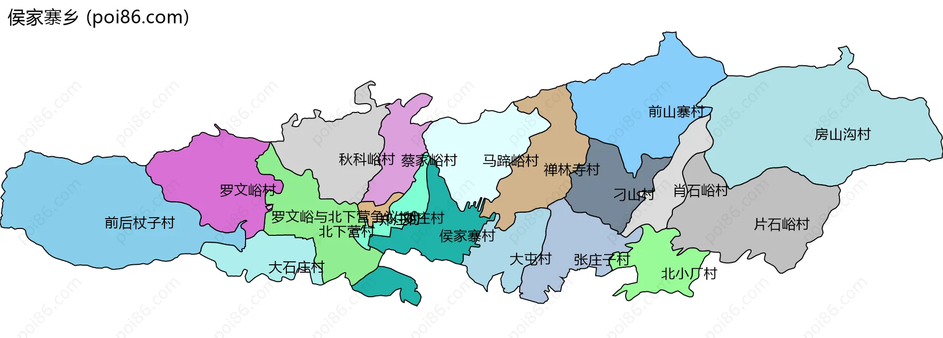 侯家寨乡边界地图(五级行政区划)