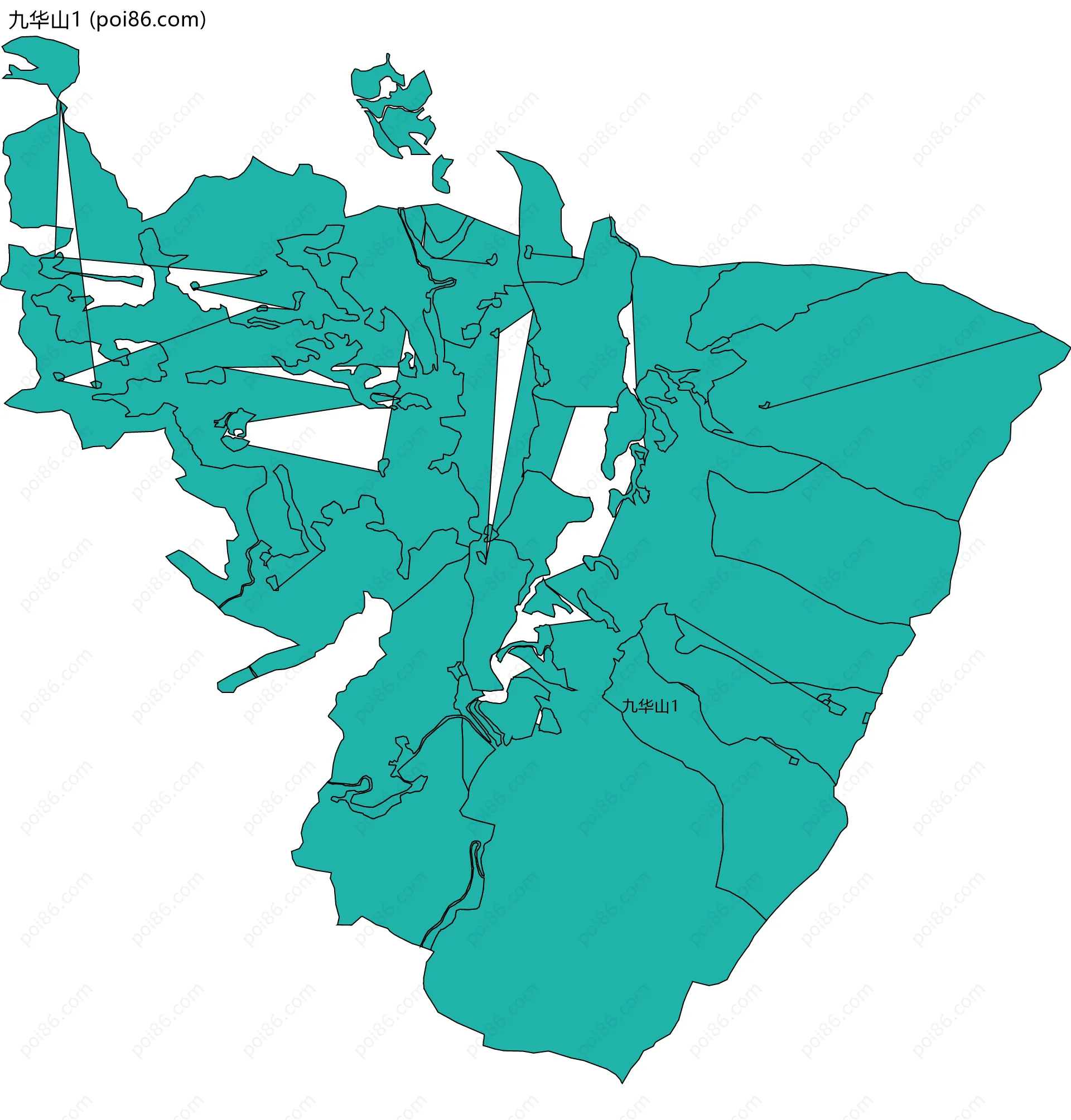 九华山1边界地图(五级行政区划)