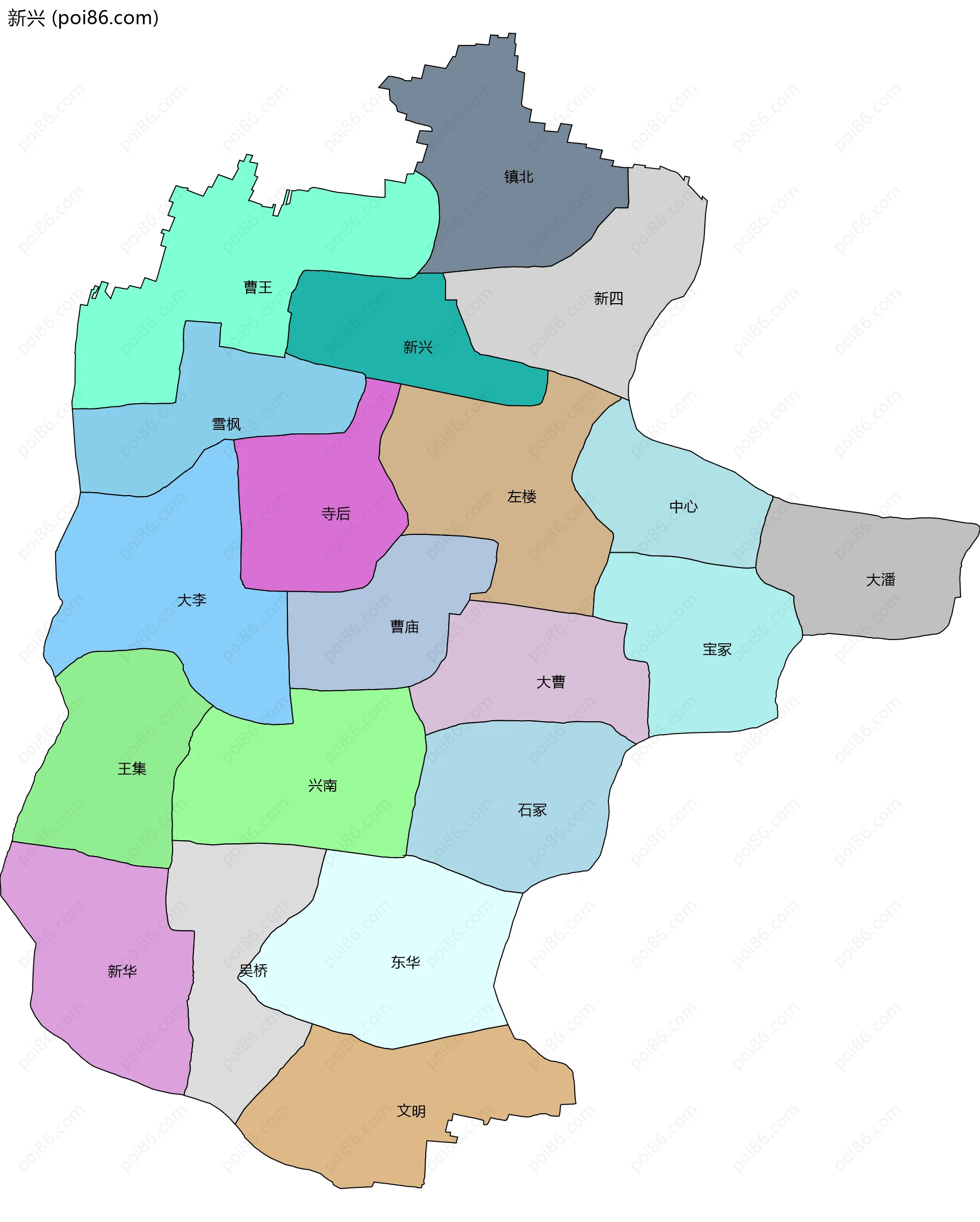 新兴边界地图(五级行政区划)