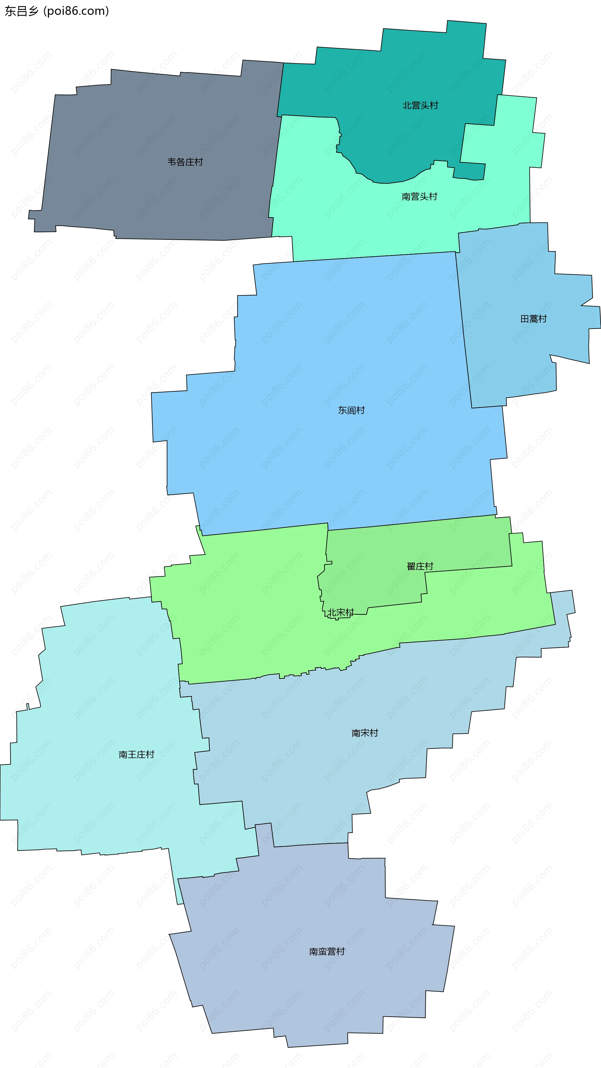 东吕乡边界地图(五级行政区划)