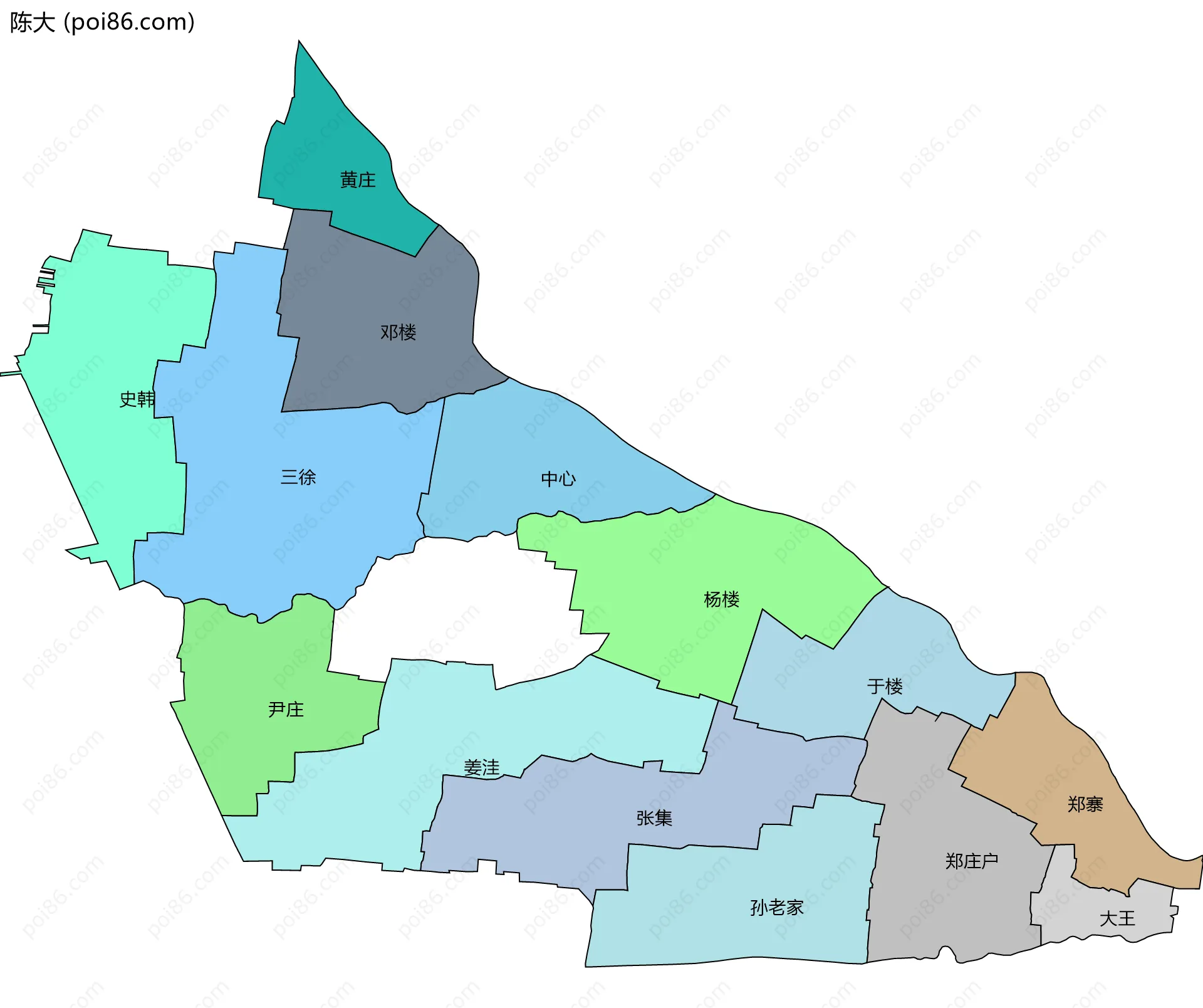 陈大边界地图(五级行政区划)