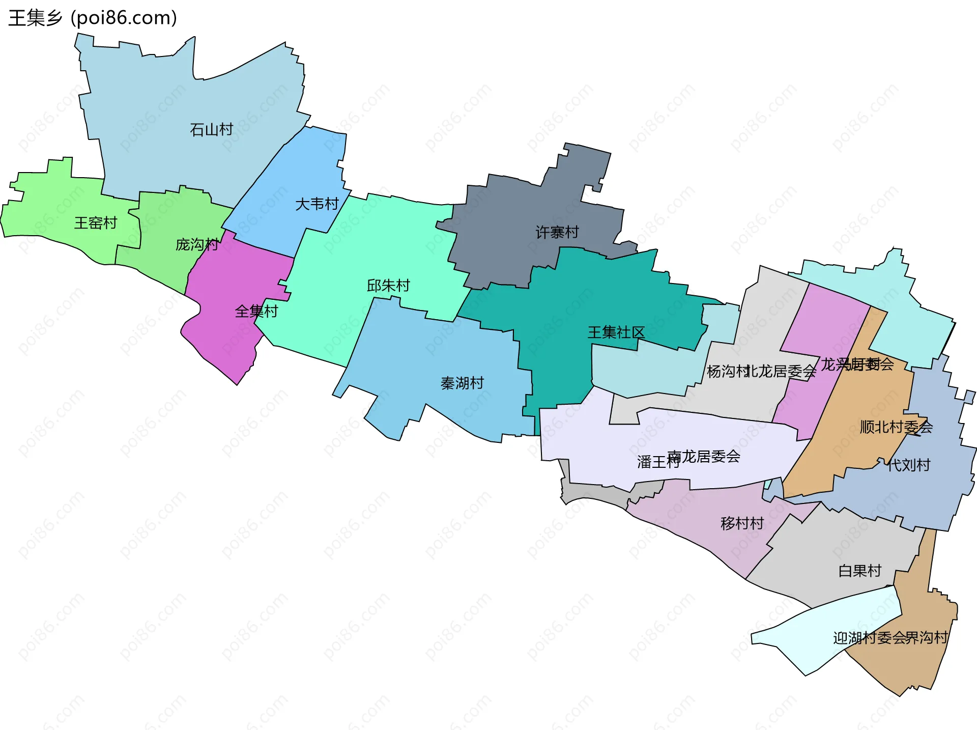 王集乡边界地图(五级行政区划)