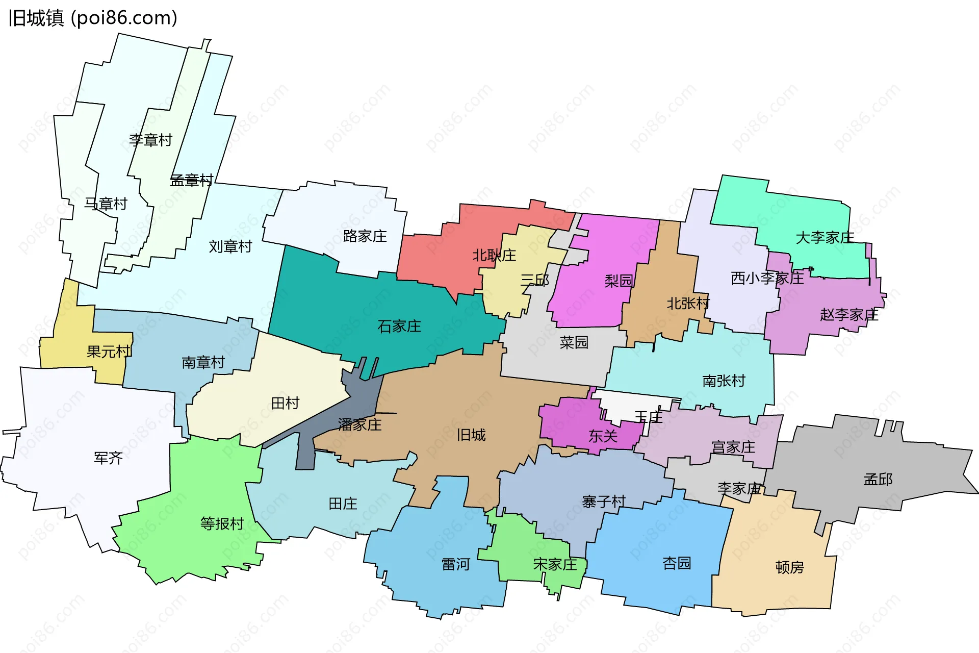 旧城镇边界地图(五级行政区划)