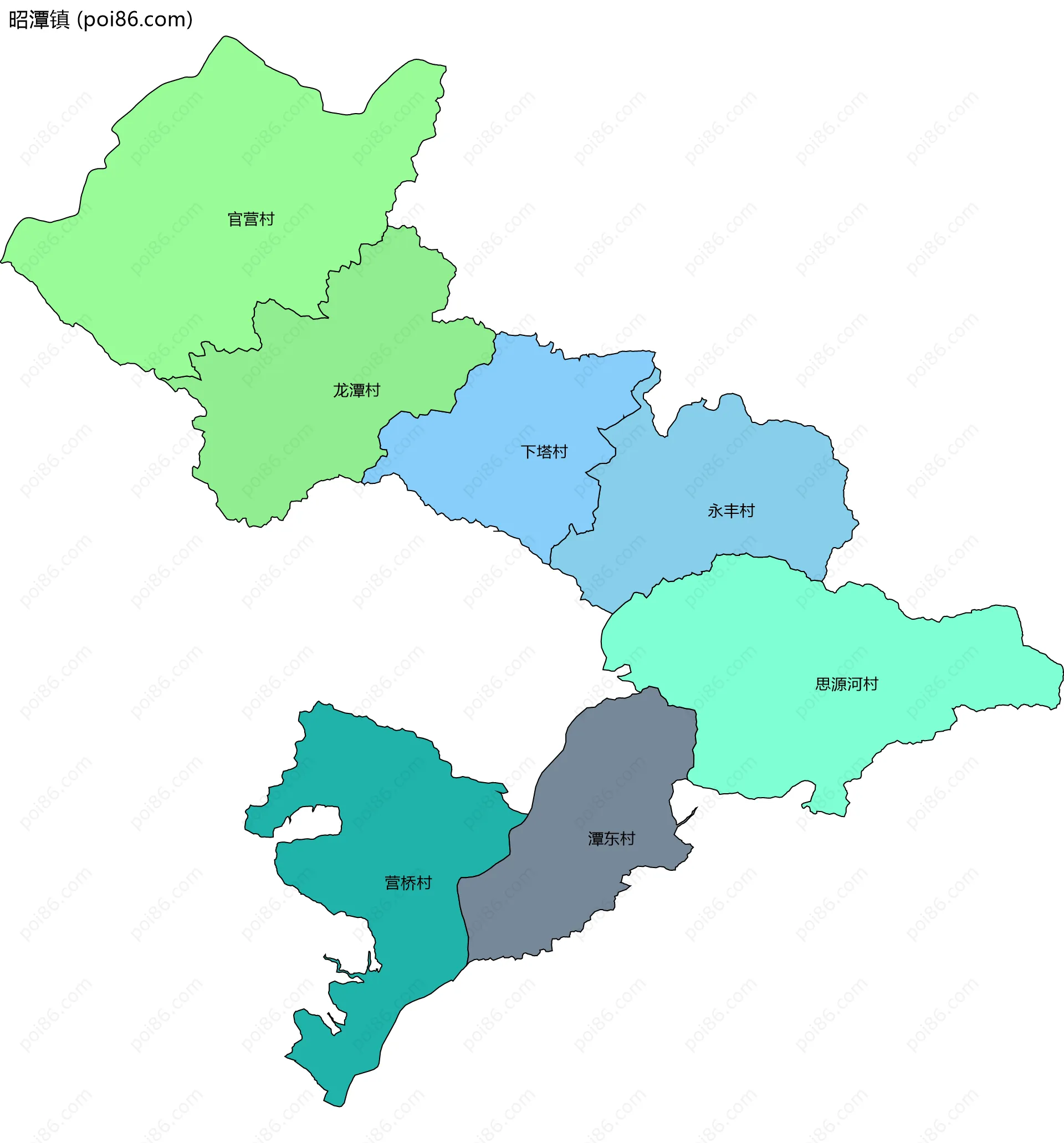昭潭镇边界地图(五级行政区划)