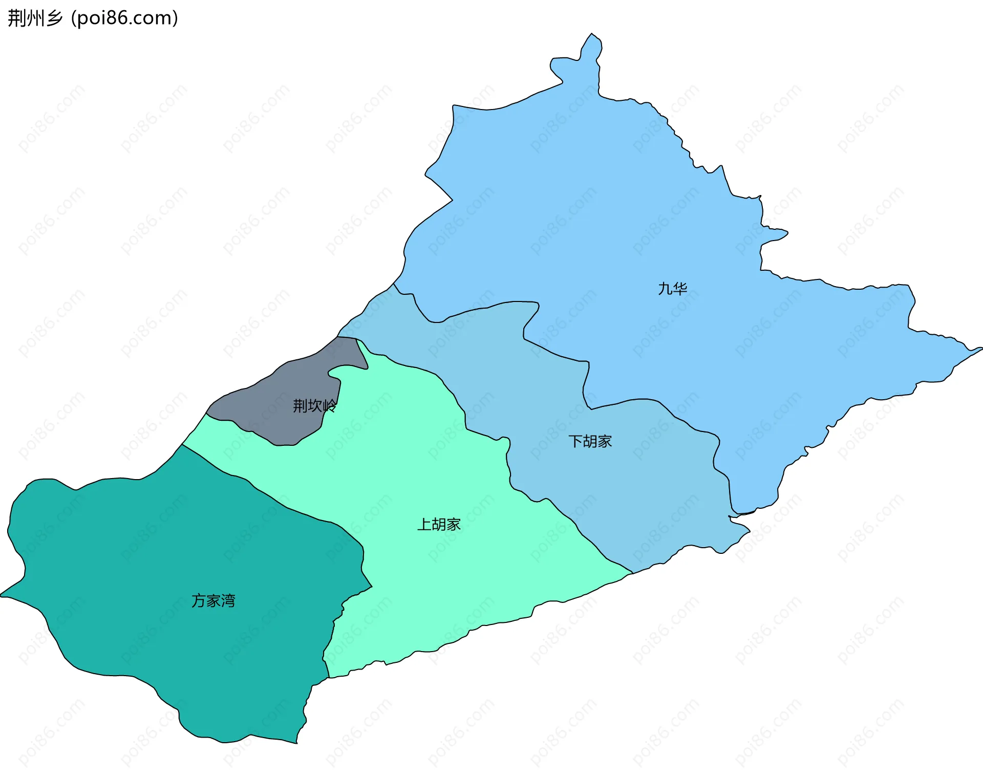 荆州乡边界地图(五级行政区划)