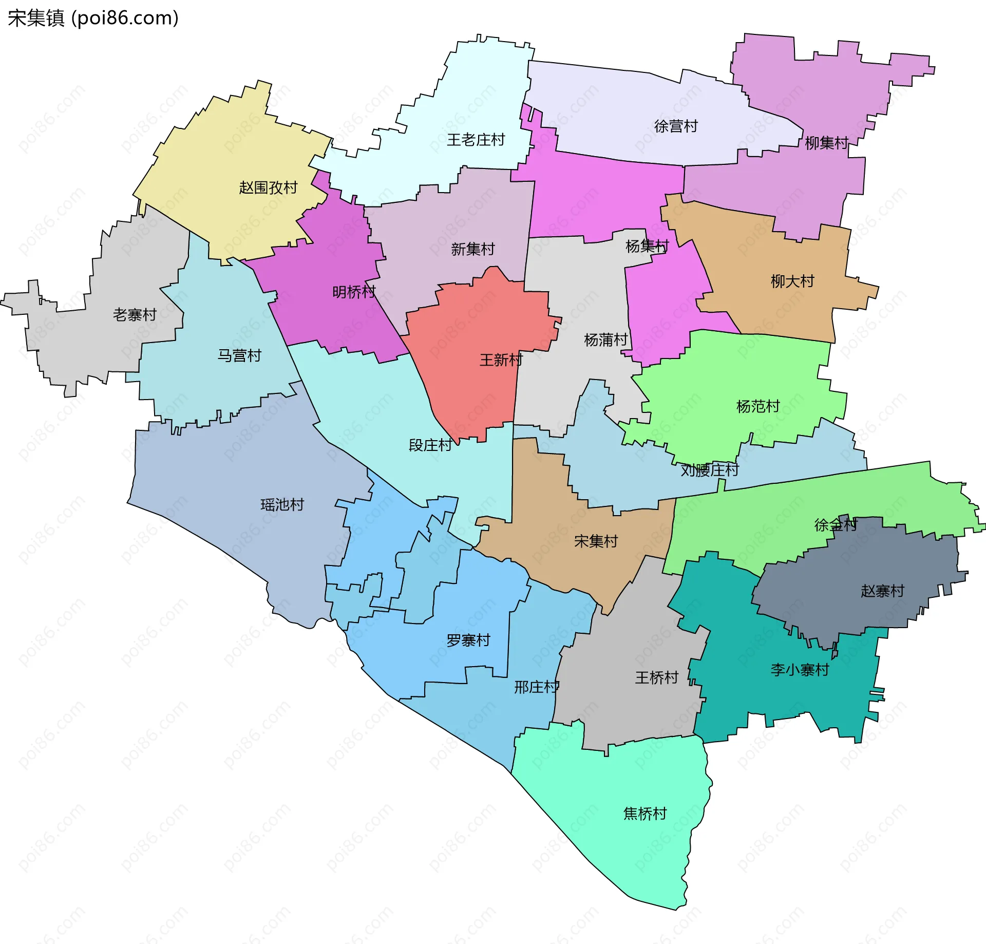 宋集镇边界地图(五级行政区划)