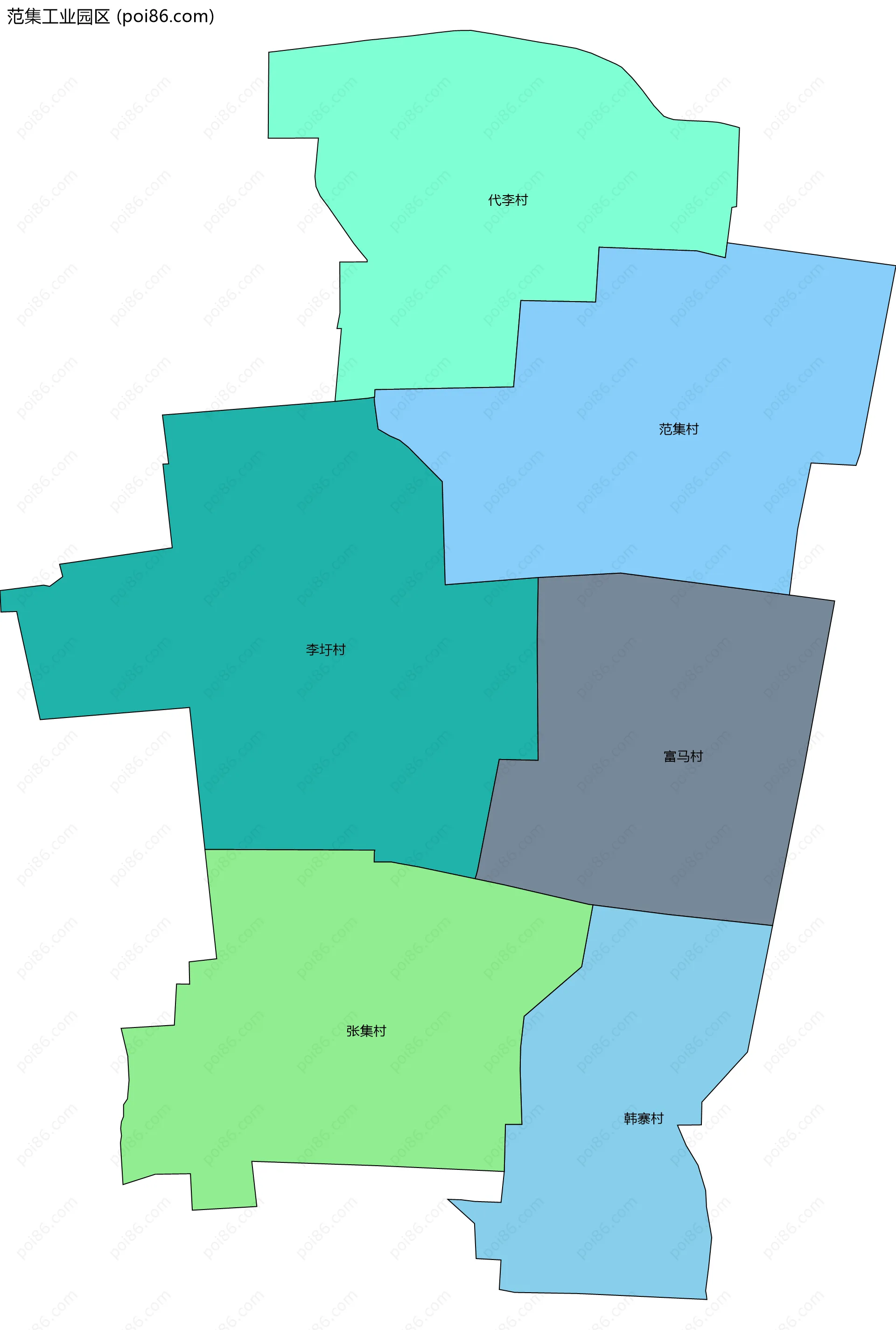 范集工业园区边界地图(五级行政区划)