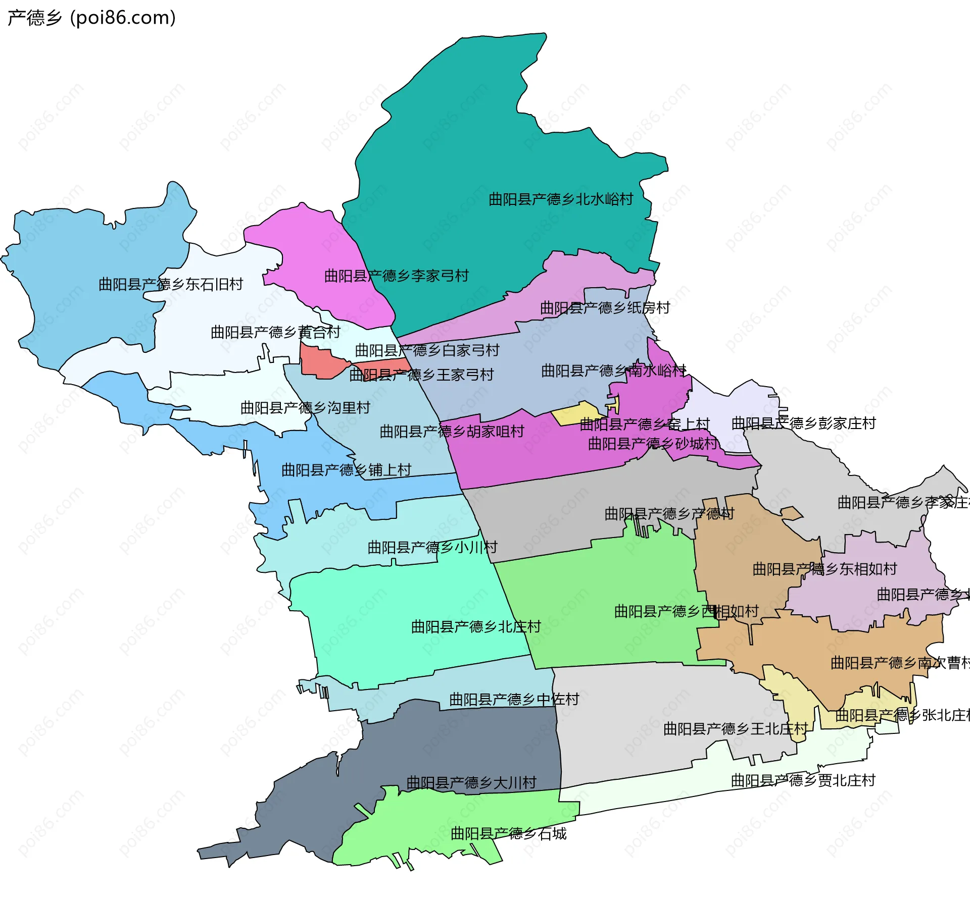 产德乡边界地图(五级行政区划)