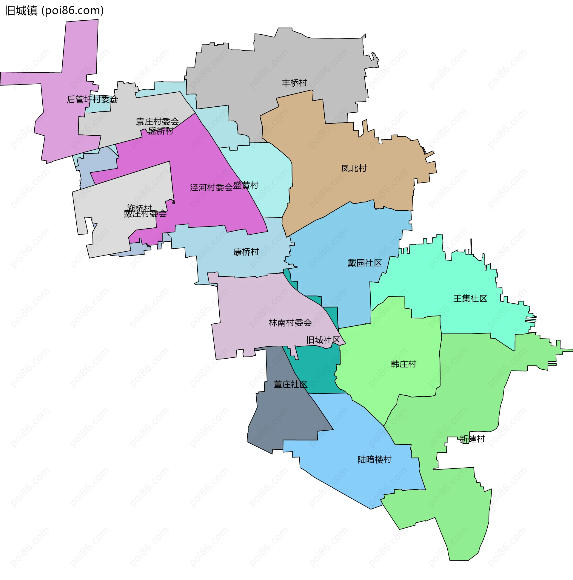 旧城镇边界地图(五级行政区划)