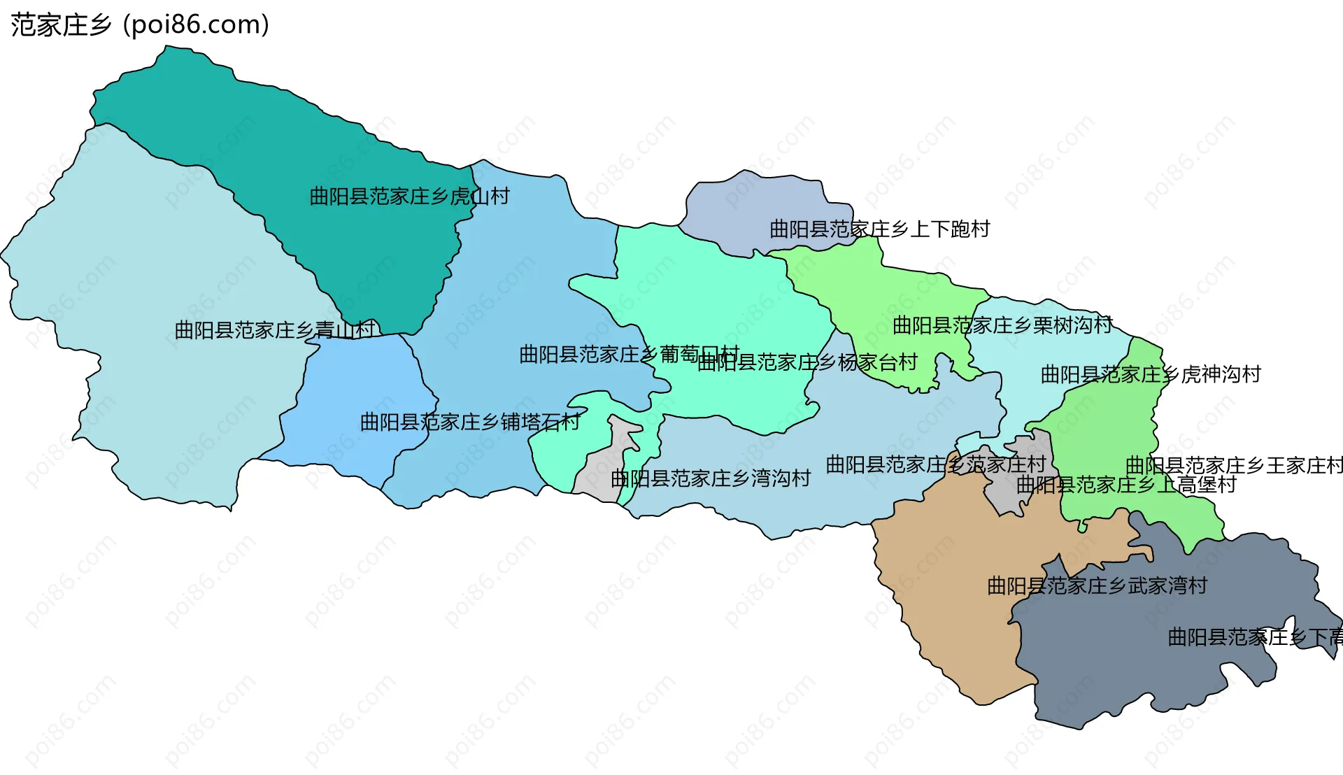 范家庄乡边界地图(五级行政区划)
