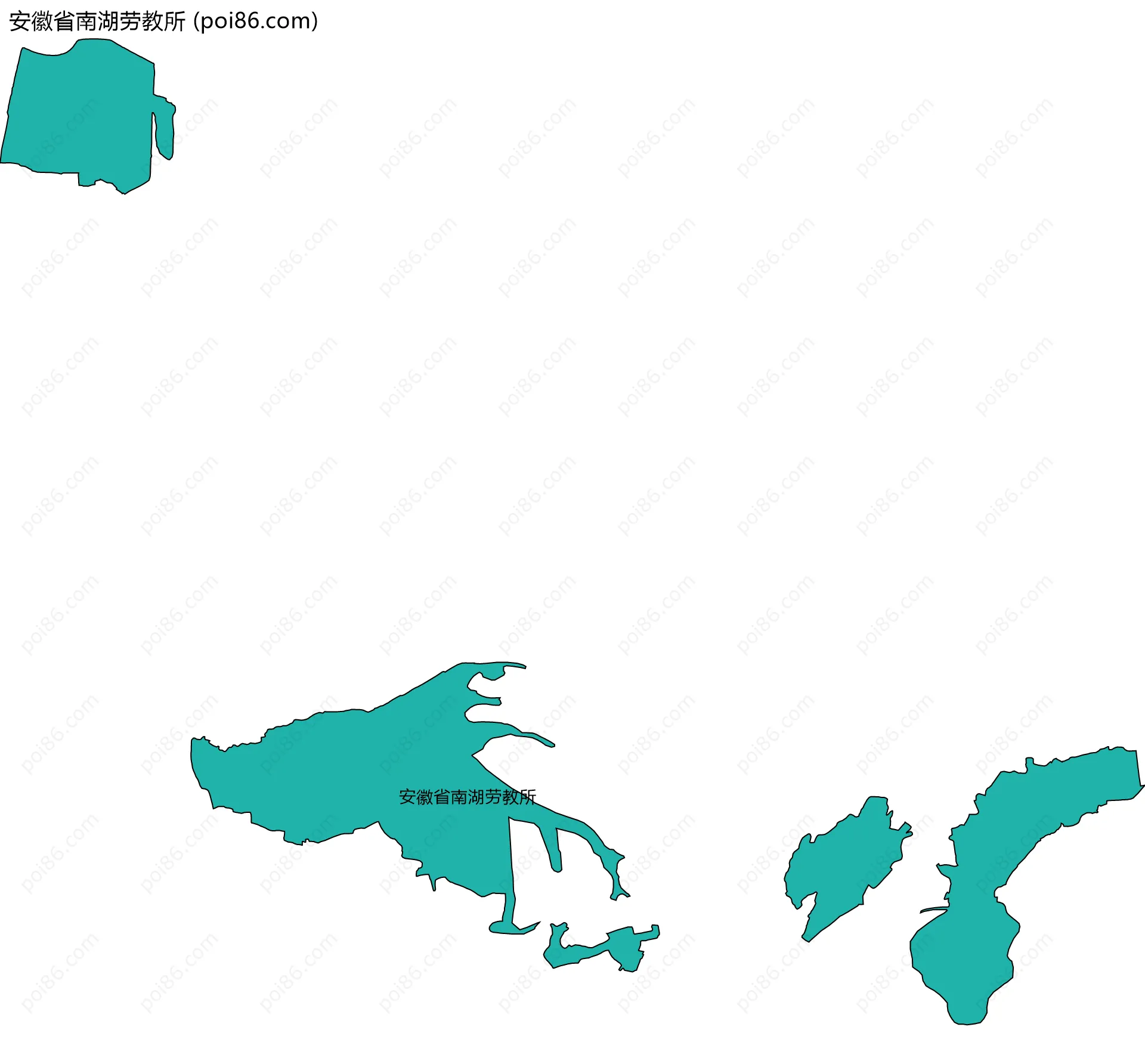 安徽省南湖劳教所边界地图(五级行政区划)