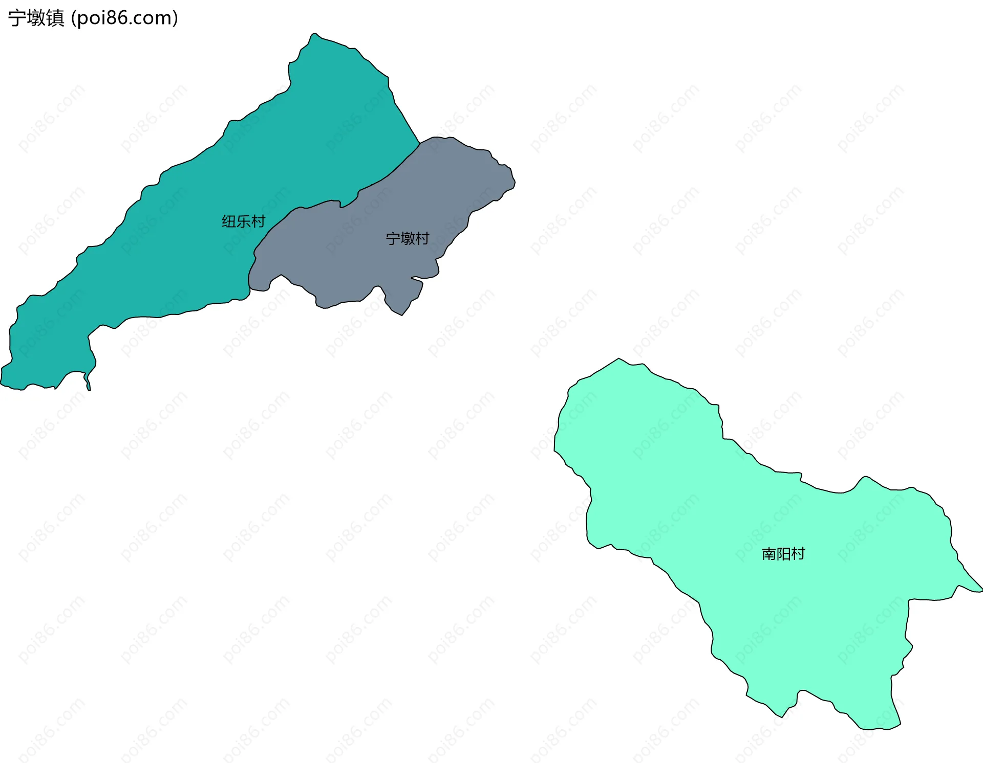 宁墩镇边界地图(五级行政区划)