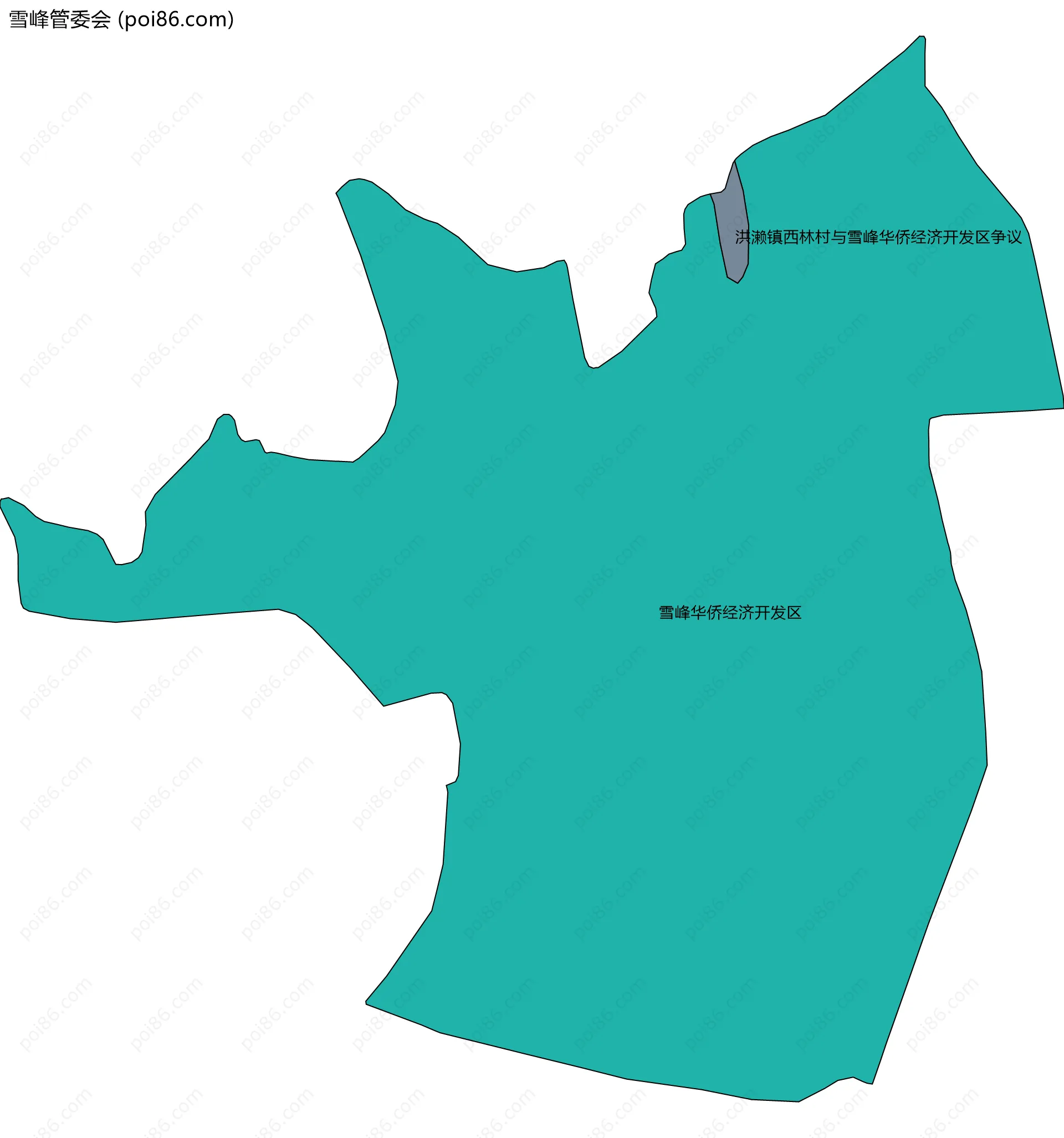 雪峰管委会边界地图(五级行政区划)