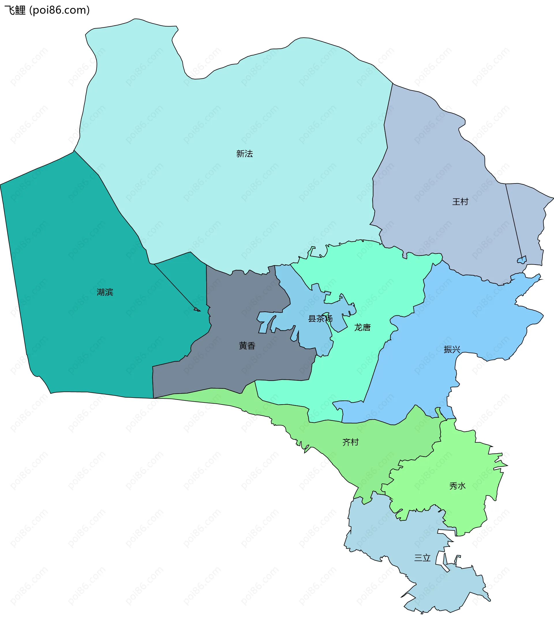 飞鲤边界地图(五级行政区划)