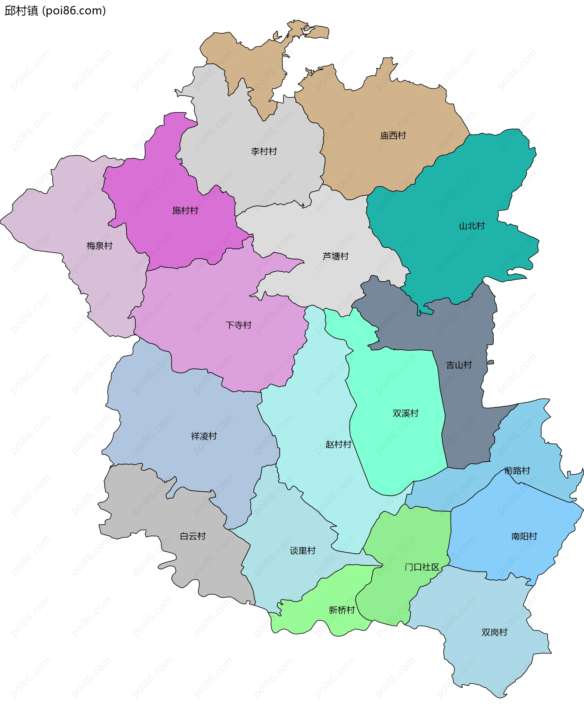 邱村镇边界地图(五级行政区划)