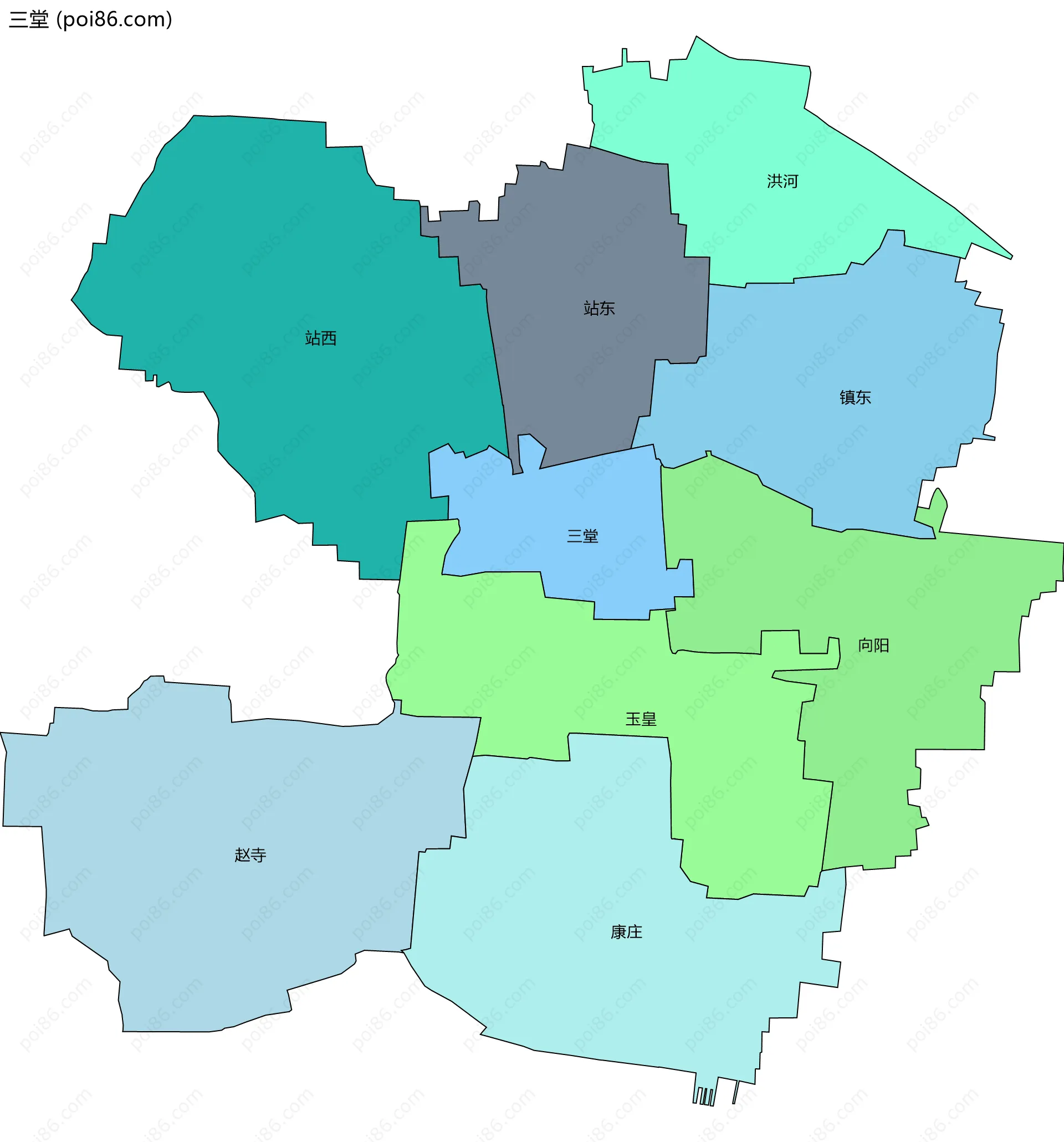 三堂边界地图(五级行政区划)
