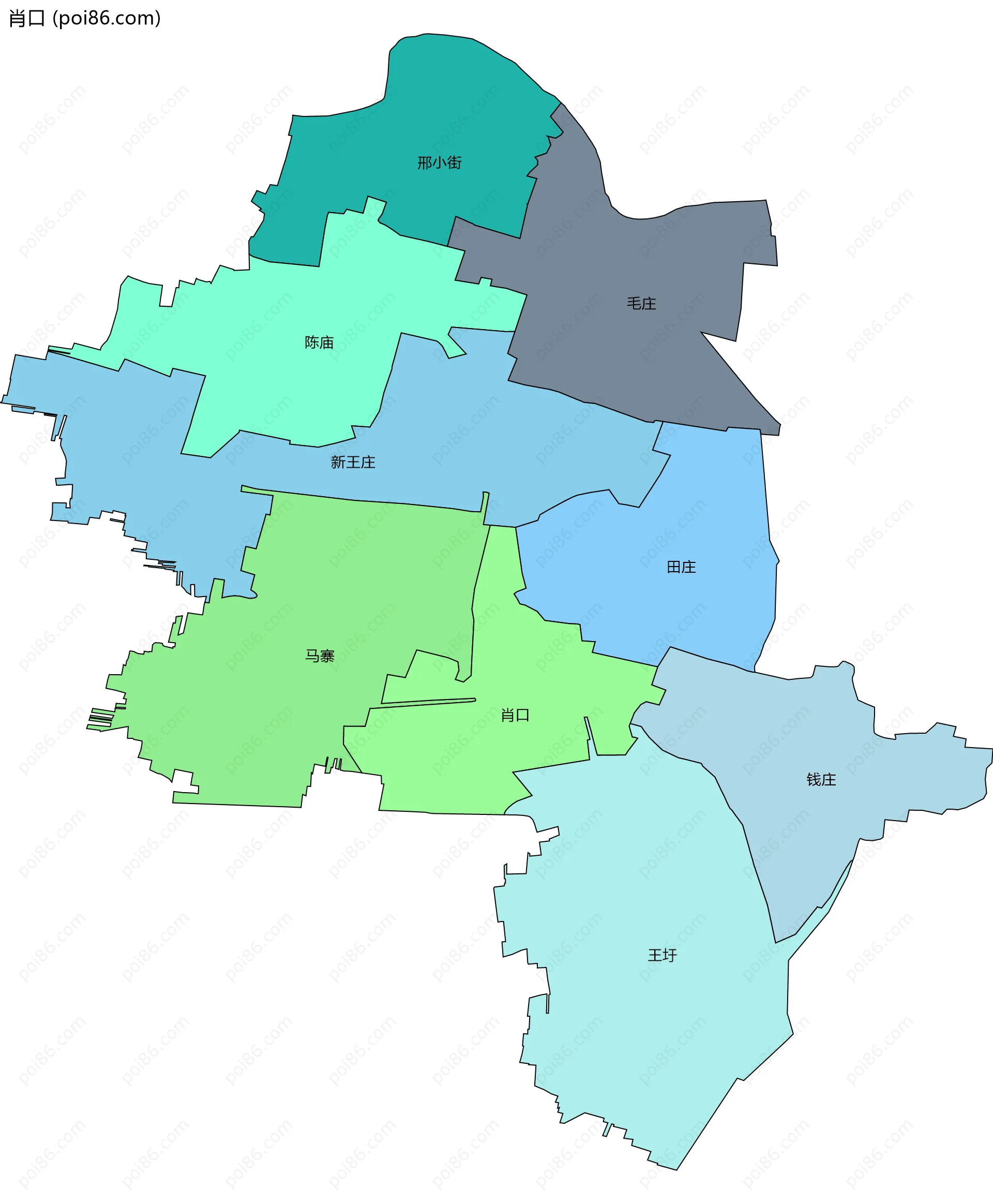 肖口边界地图(五级行政区划)
