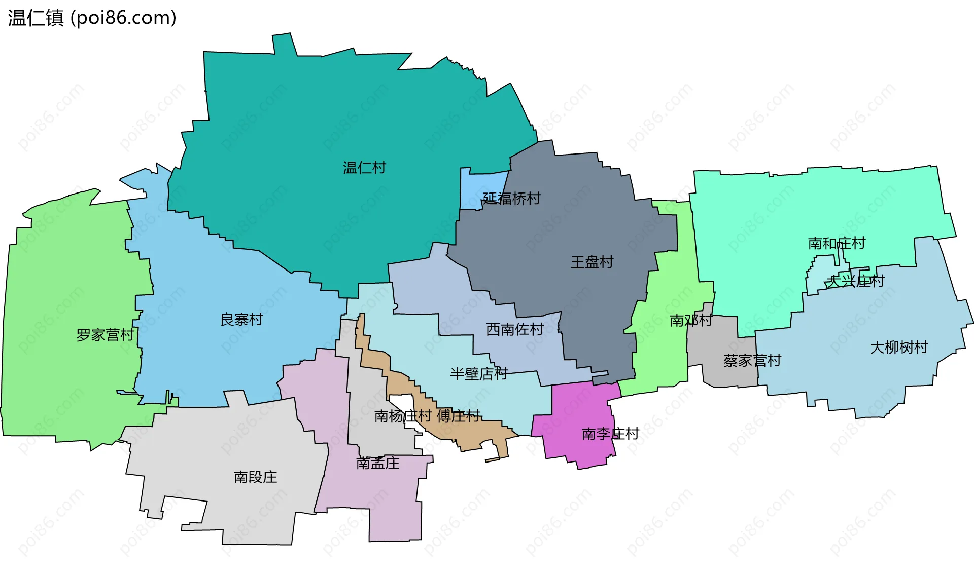 温仁镇边界地图(五级行政区划)