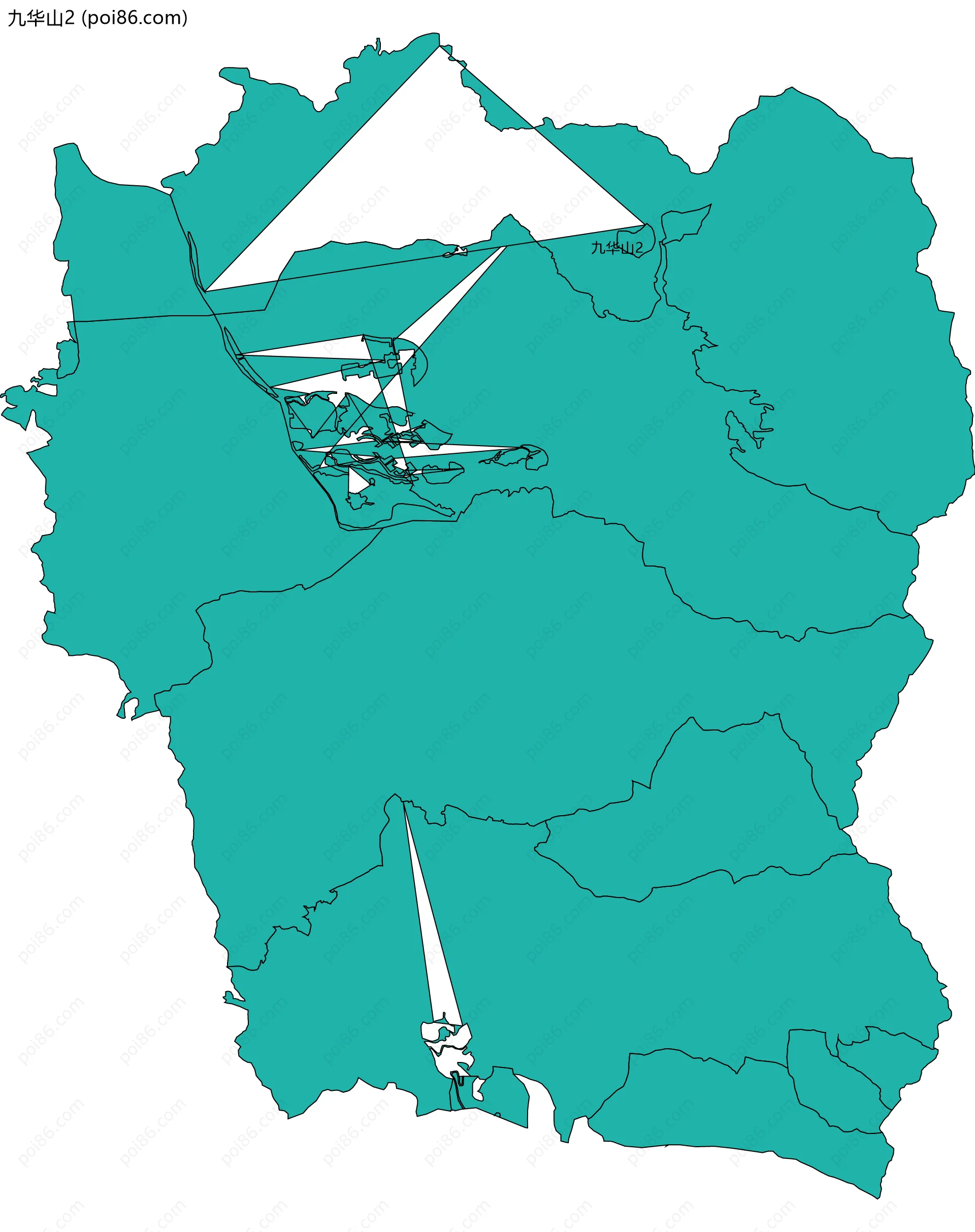 九华山2边界地图(五级行政区划)