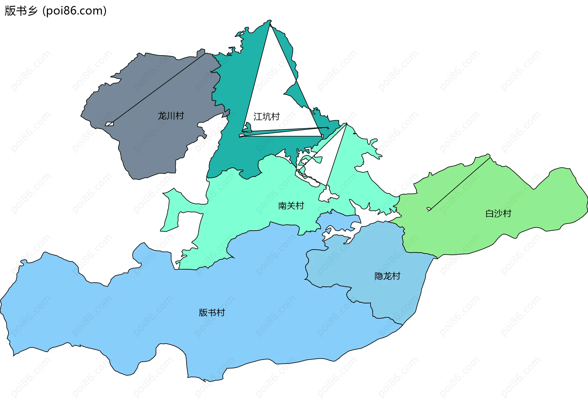 版书乡边界地图(五级行政区划)