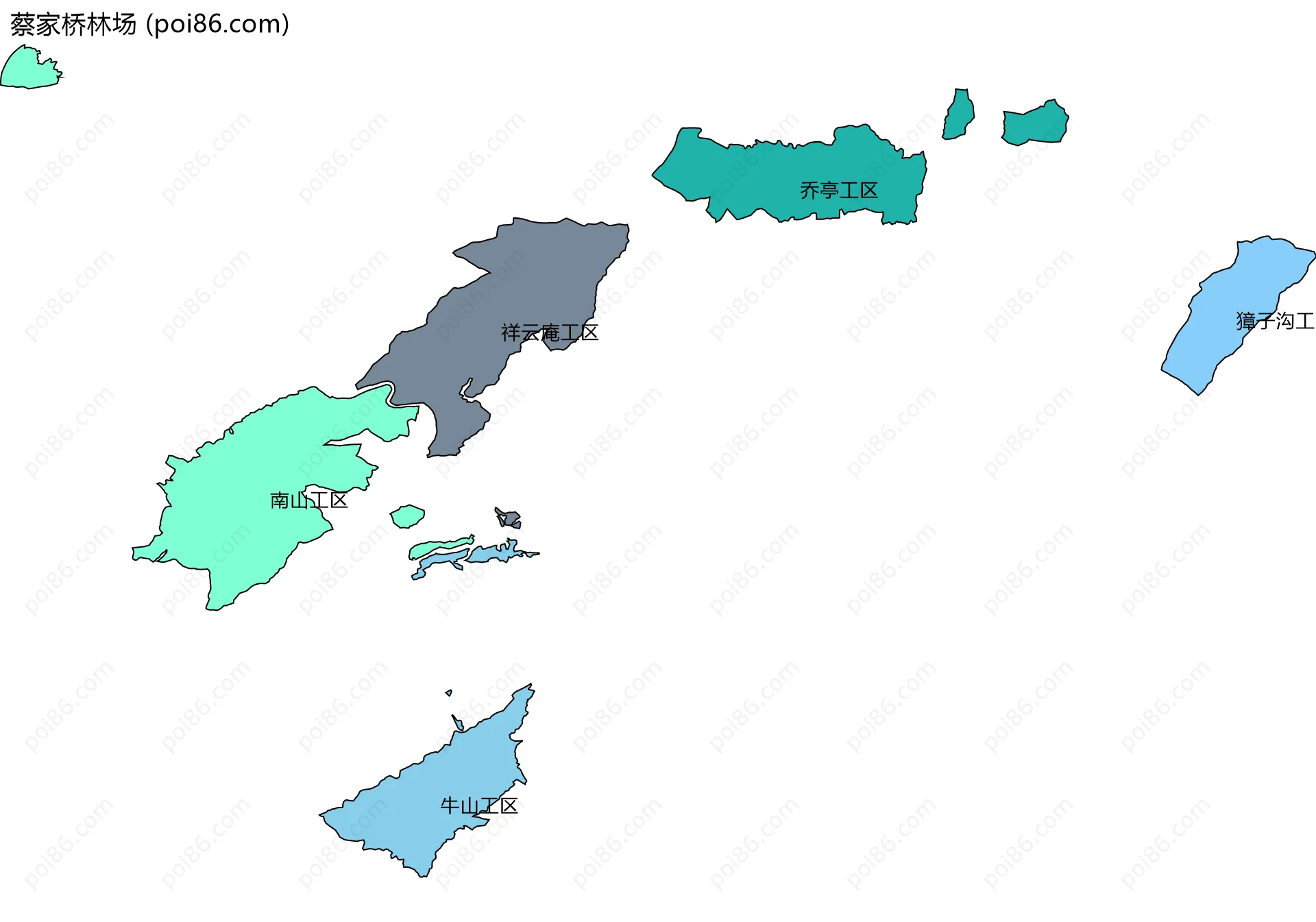 蔡家桥林场边界地图(五级行政区划)