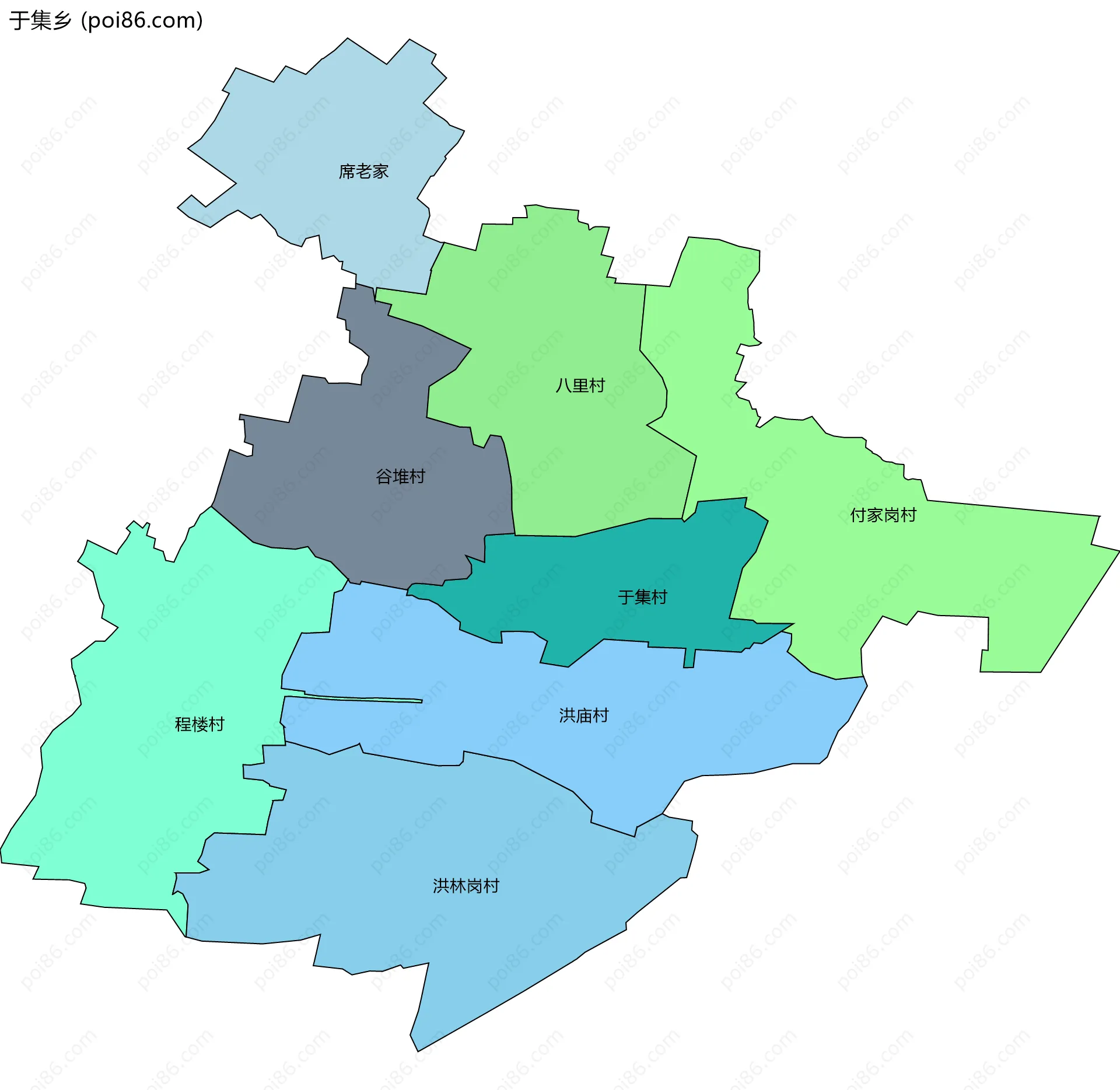 于集乡边界地图(五级行政区划)