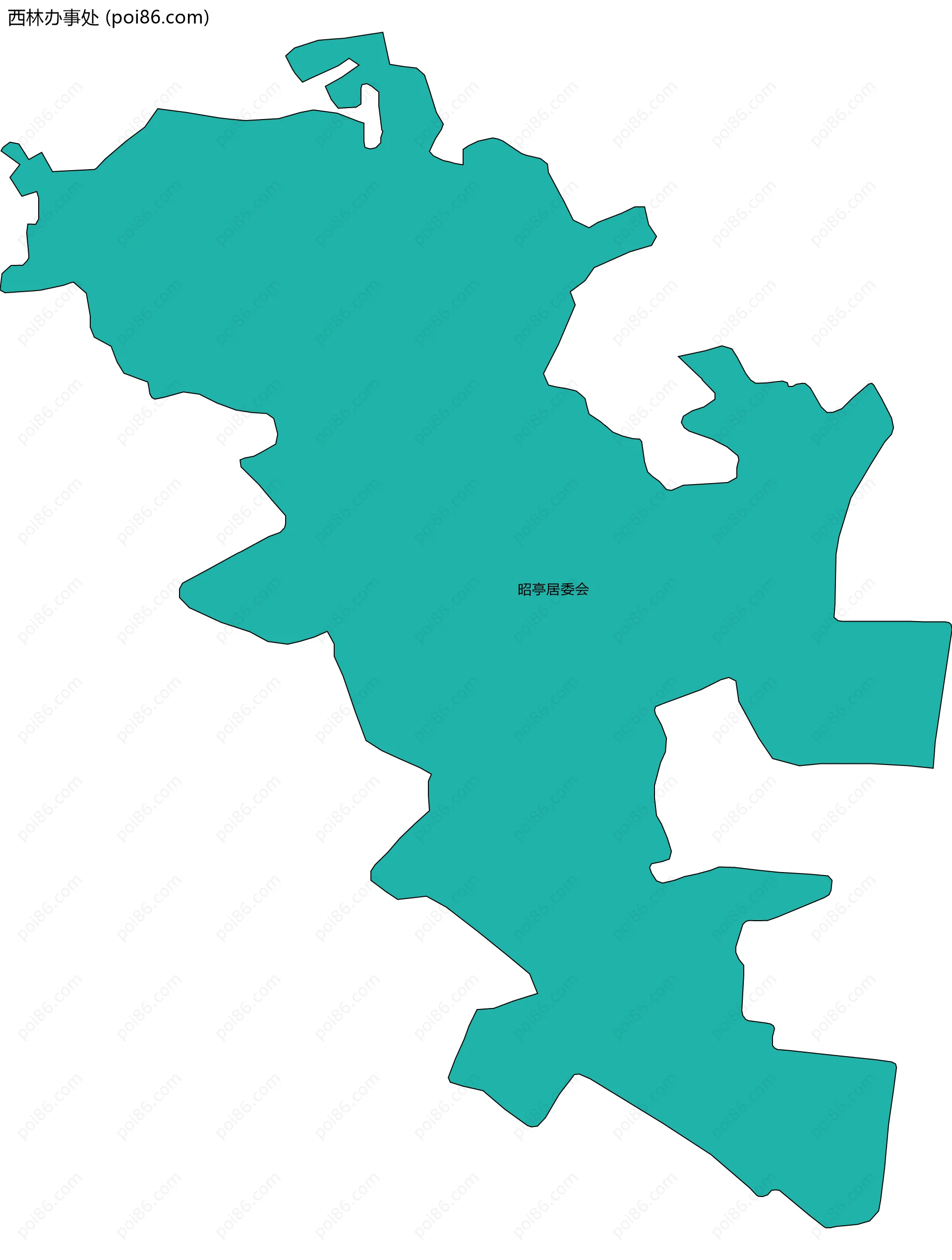 西林办事处边界地图(五级行政区划)
