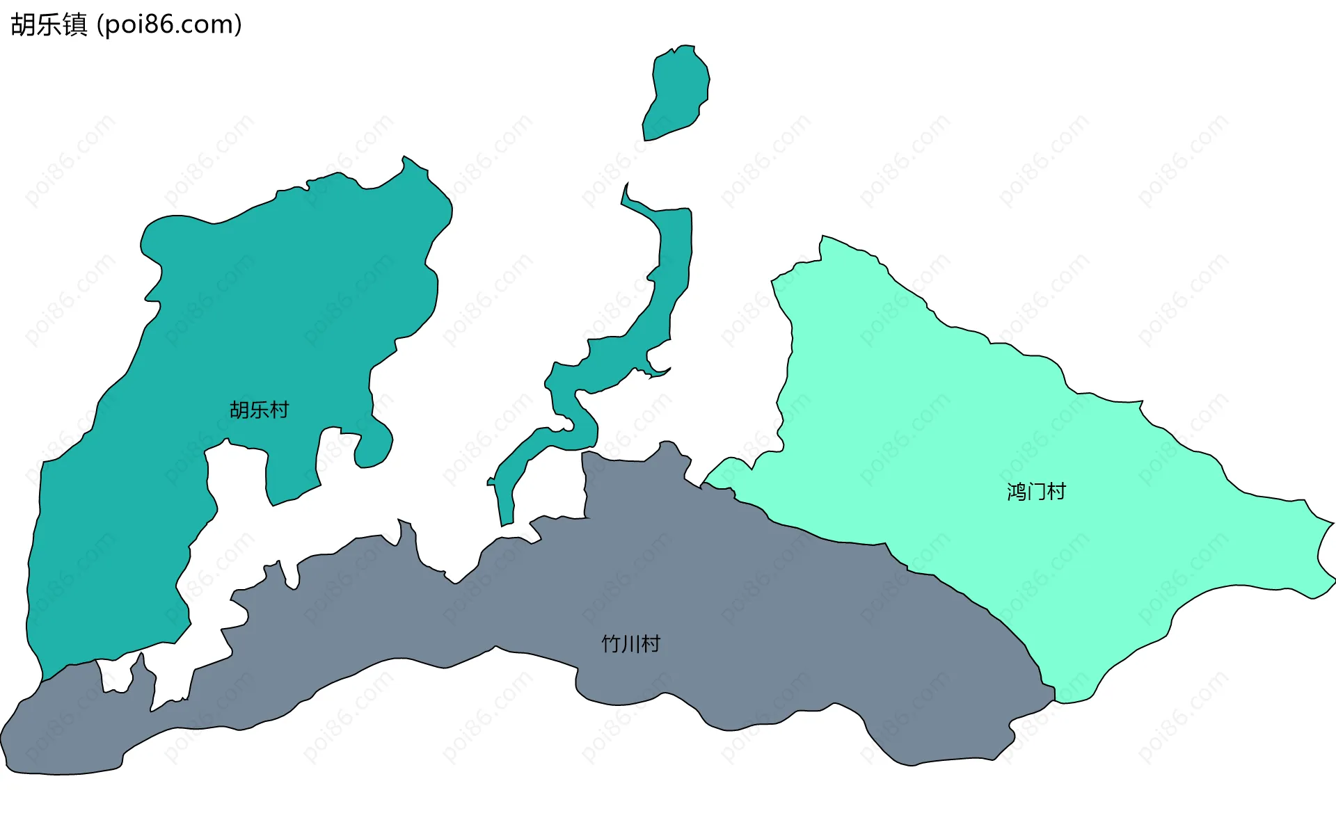 胡乐镇边界地图(五级行政区划)